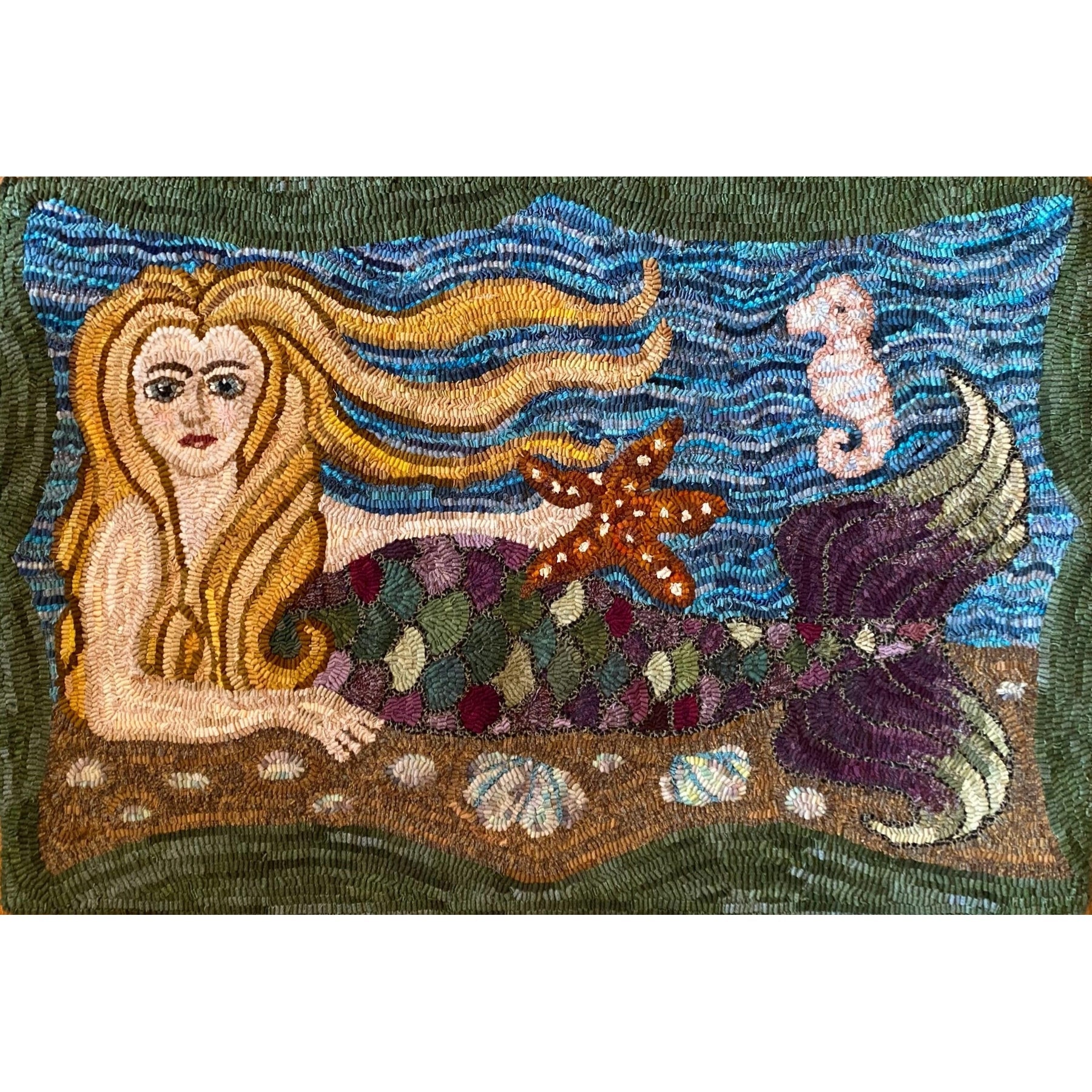 Mermaid, rug hooked by Carie O'Banion