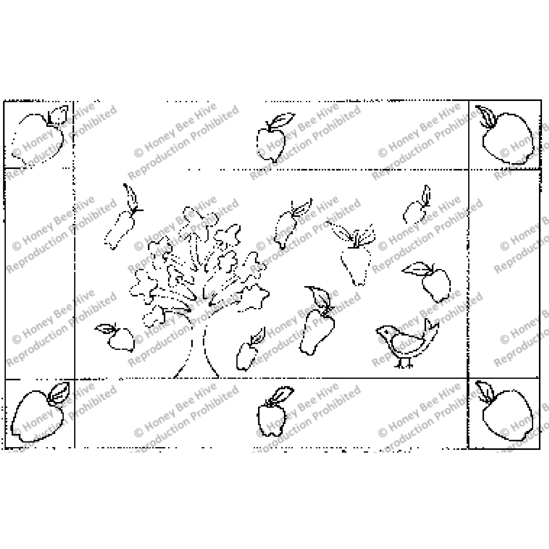 Birds & Apples, rug hooking pattern