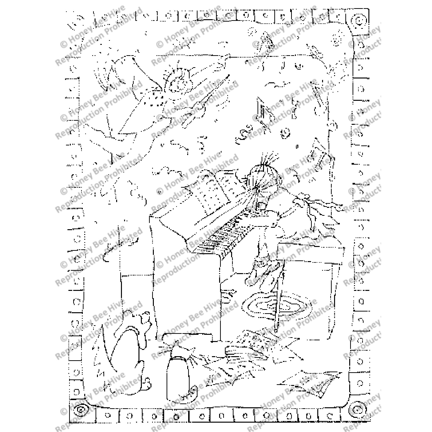 Piano Practice, rug hooking pattern