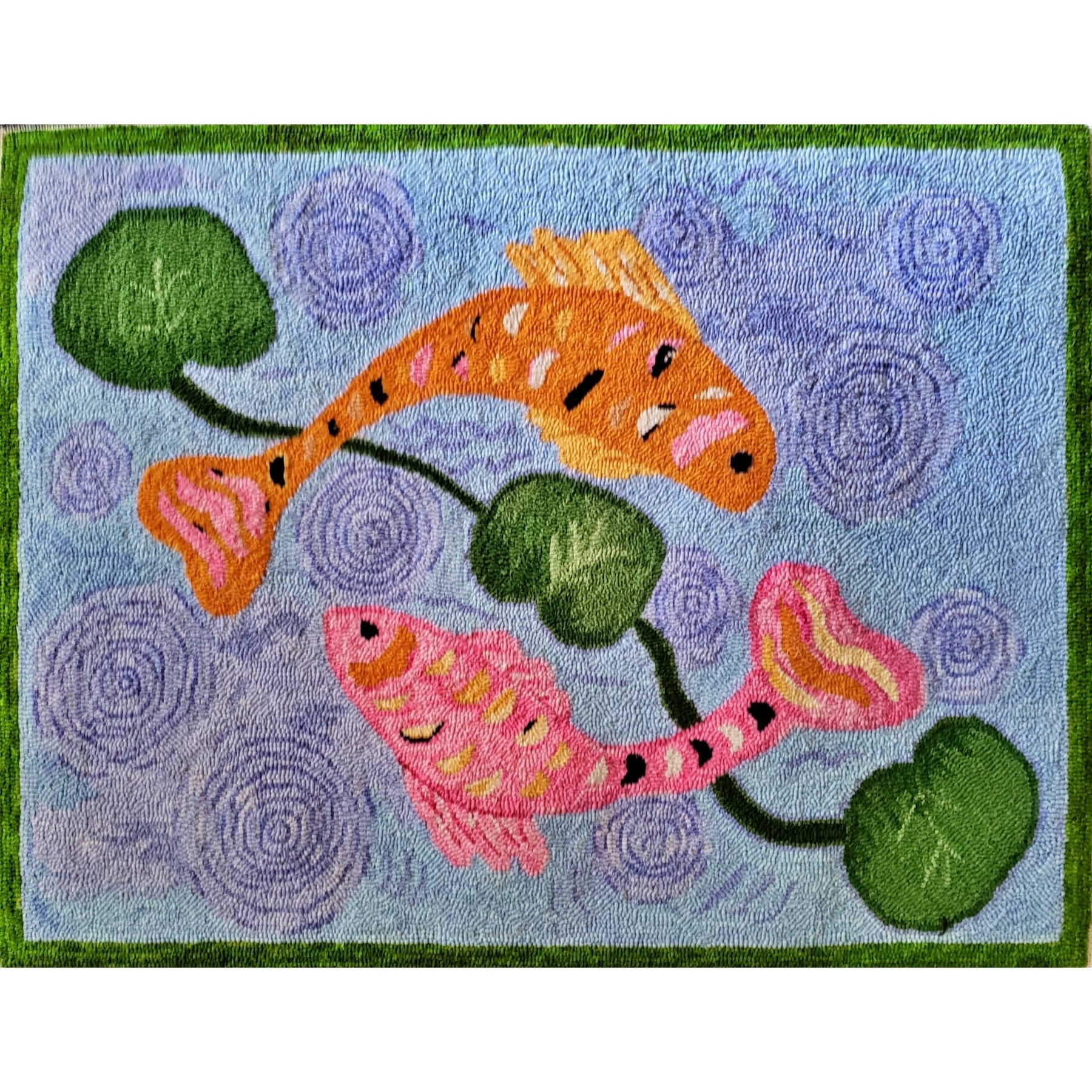 The Fish Pond, rug hooked by Kathy Kovaric