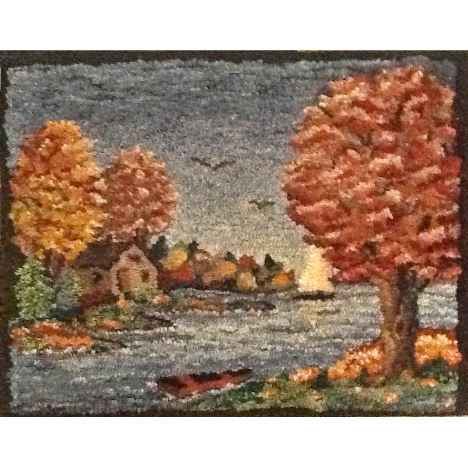 Summer Lake, rug hooked by Brenda Andersen