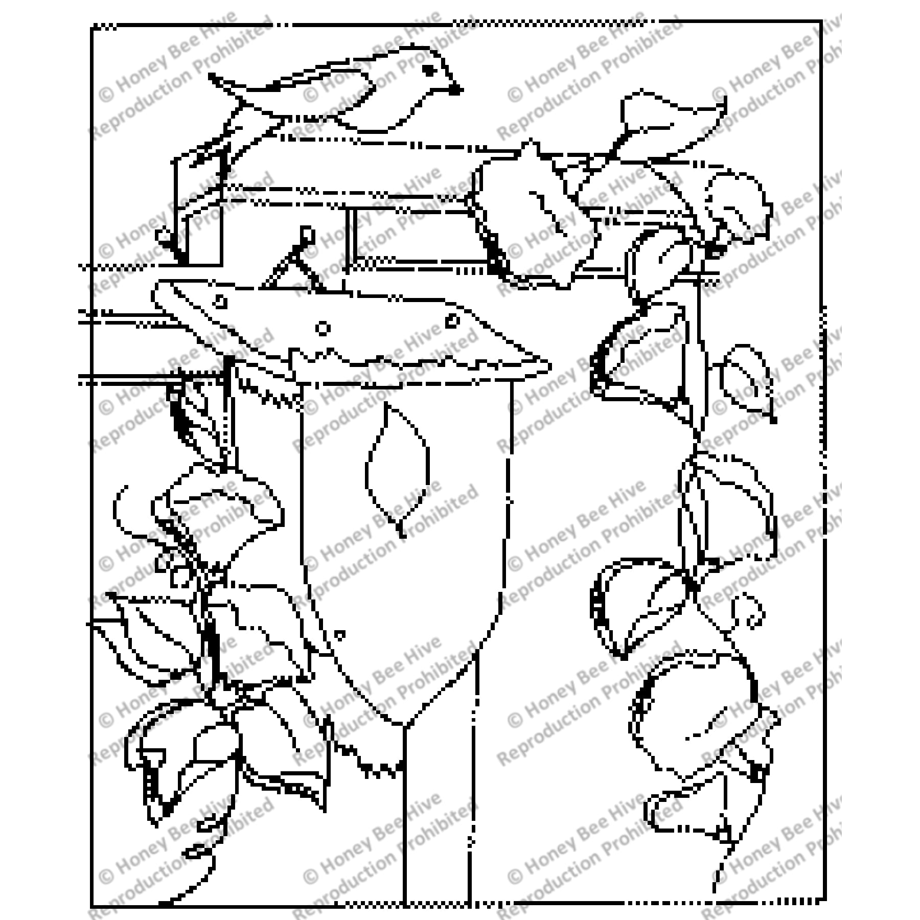 Bird House, rug hooking pattern