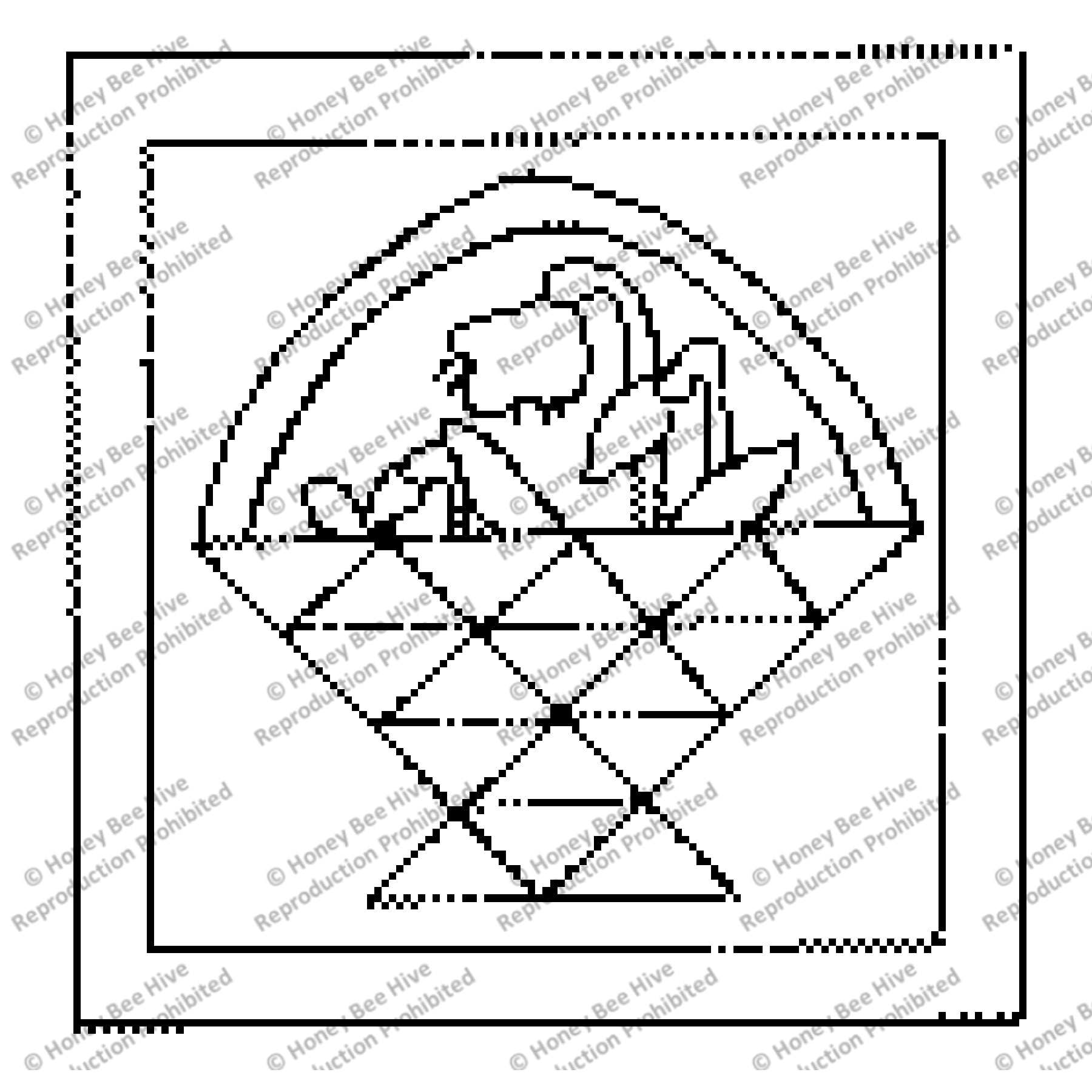 Basket Square B, rug hooking pattern