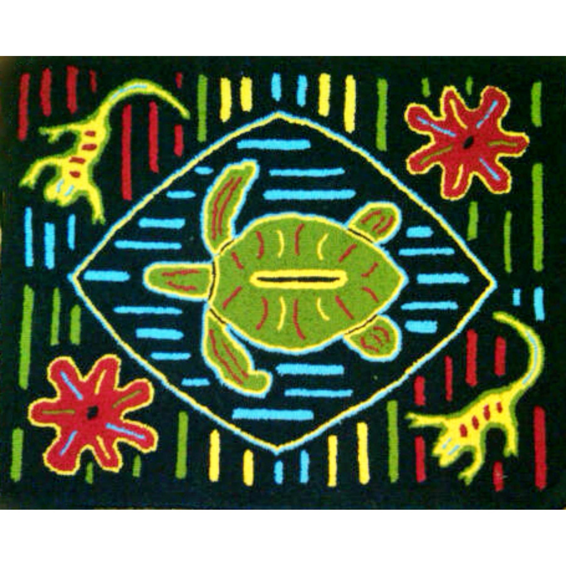 Tortuga, rug hooked by Karen Krepps