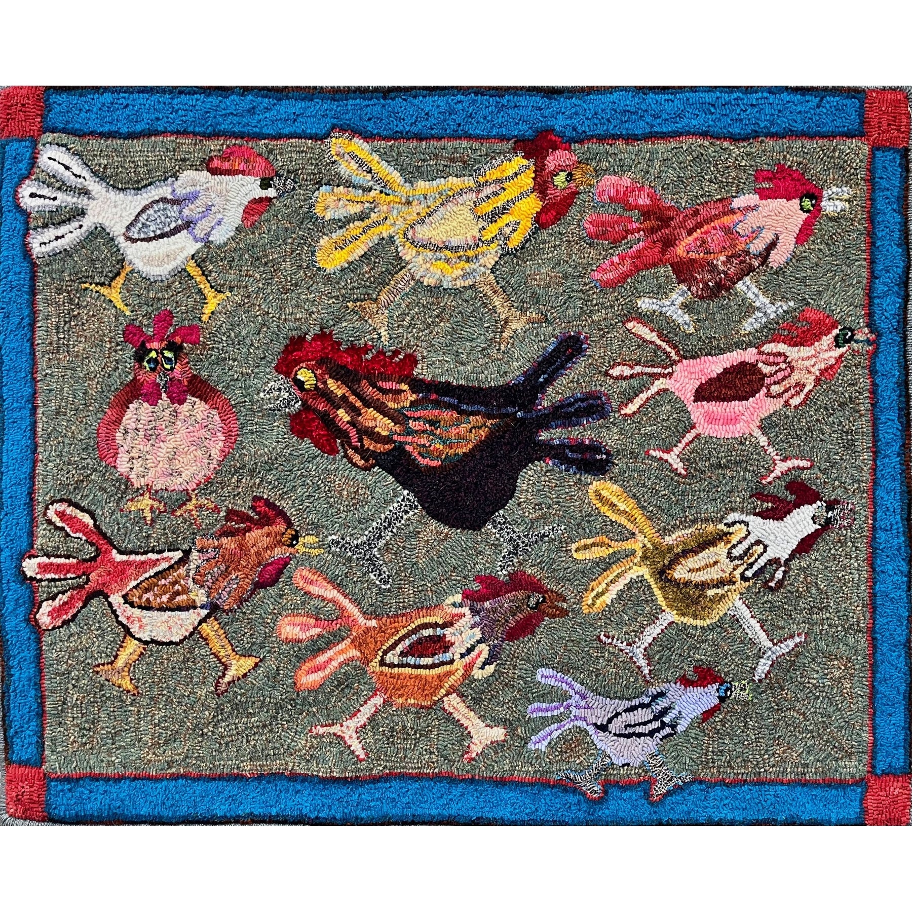 No Cause For Alarm, rug hooked by Denise Finley