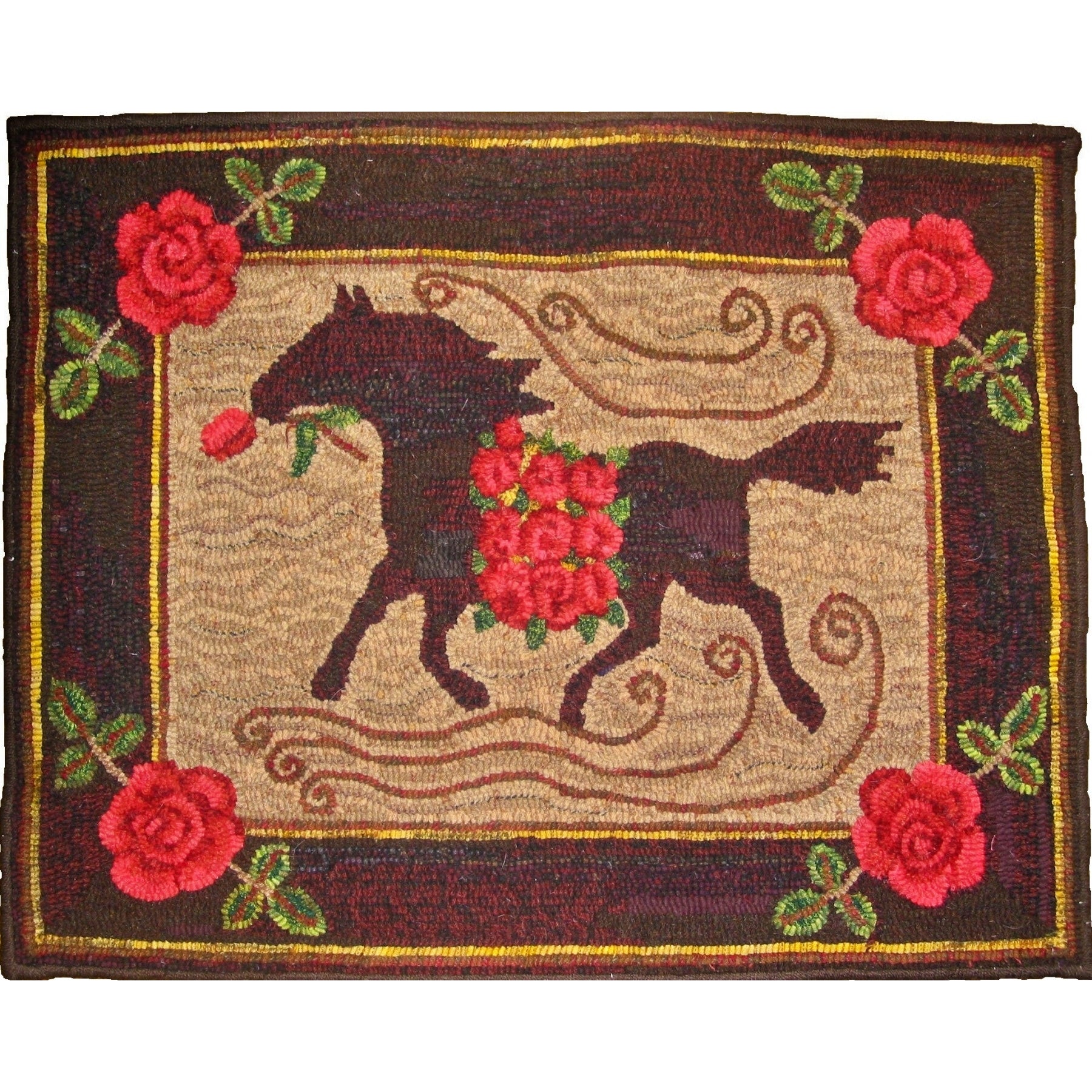 Run For The Roses, rug hooked by Fritz Mitnick