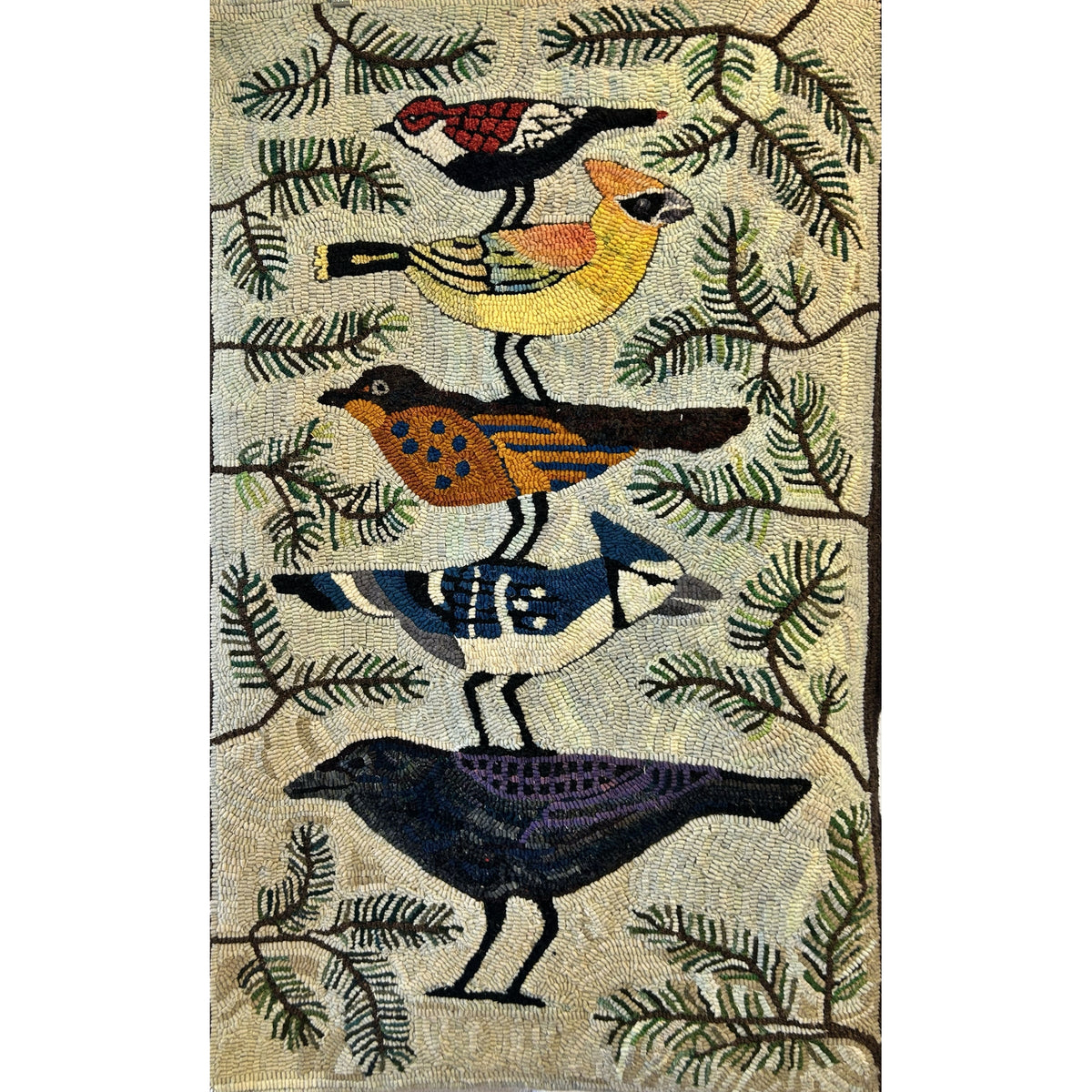 Not of a Feather, rug hooked by Michele Wise (adapted)