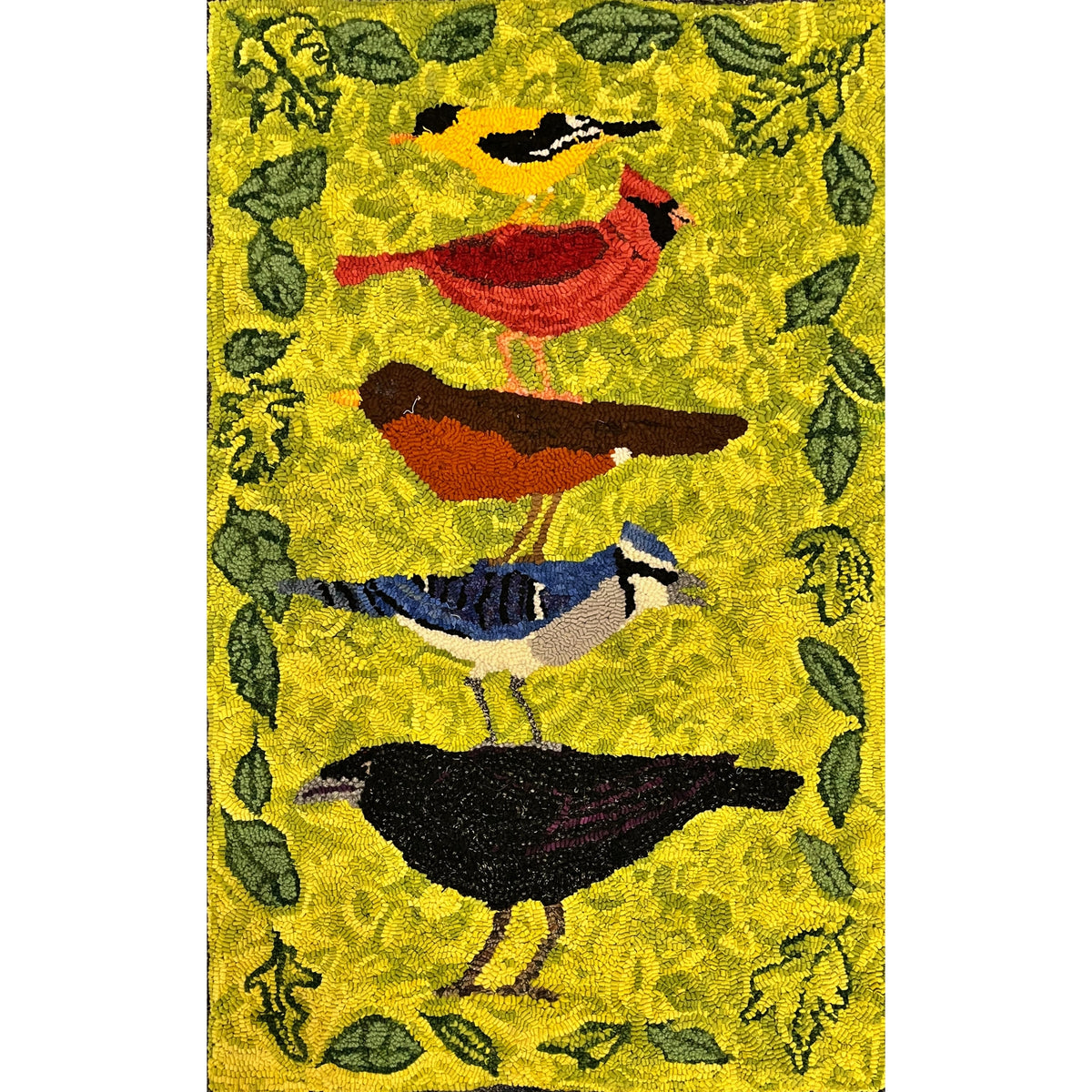 Not of a Feather, rug hooked by Sherrie Petersen