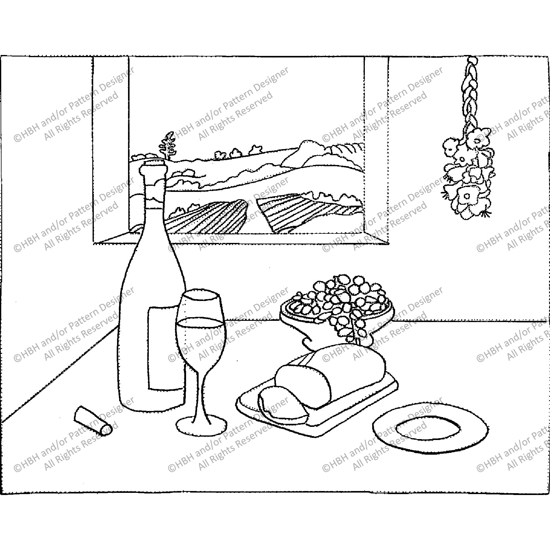 Italian Table, rug hooking pattern