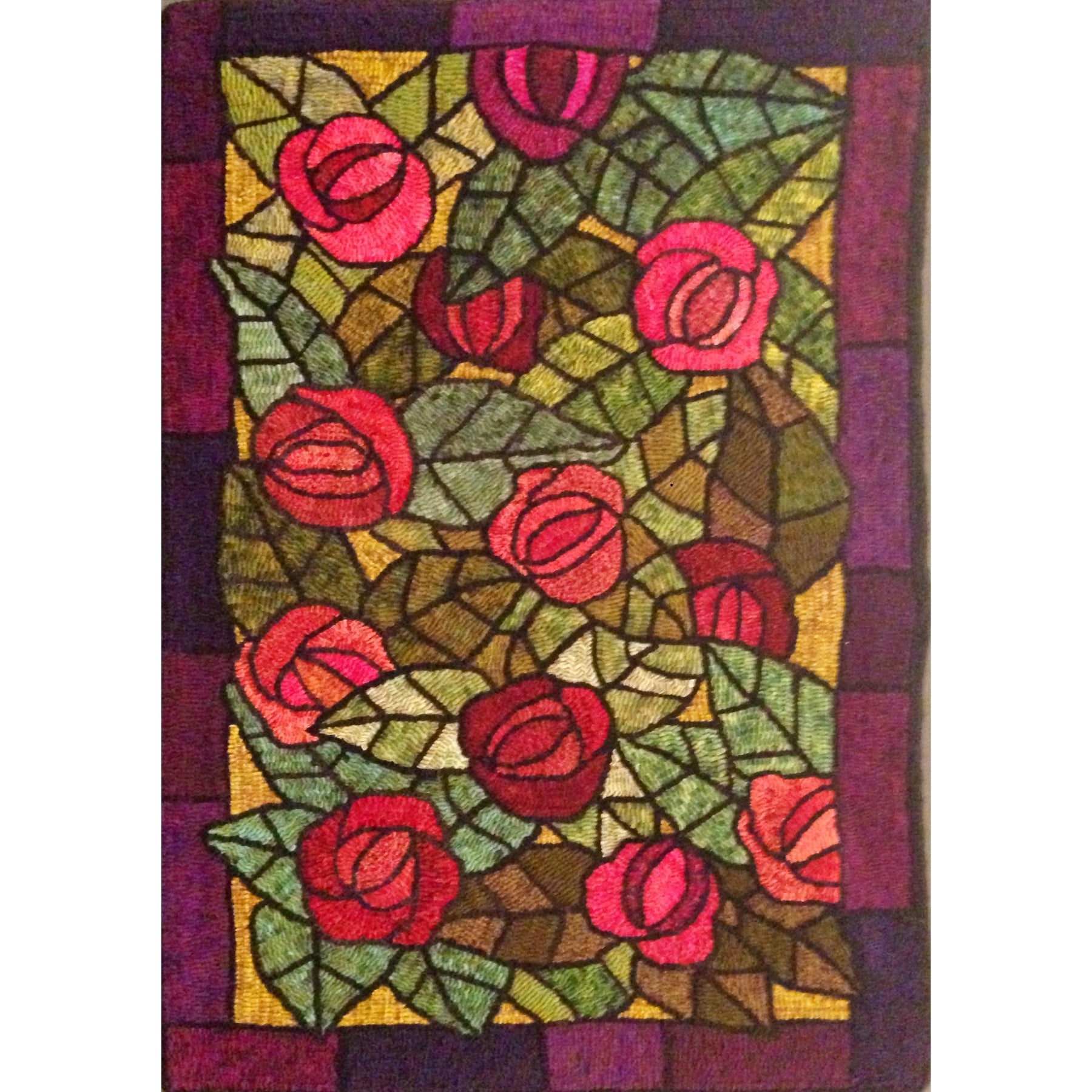 A Dozen Roses, rug hooked by Linda Gustafson