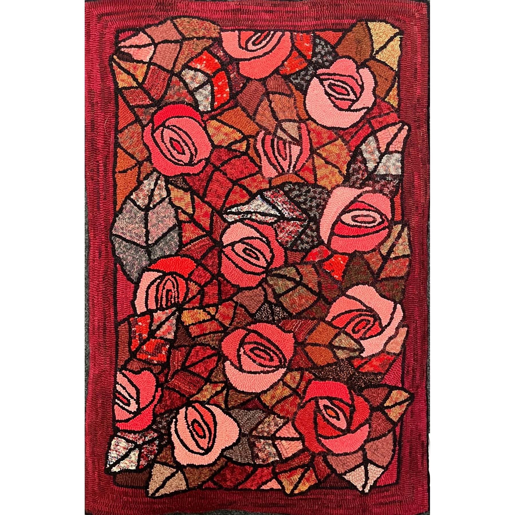 A Dozen Roses, rug hooked by Sandy Ferguson