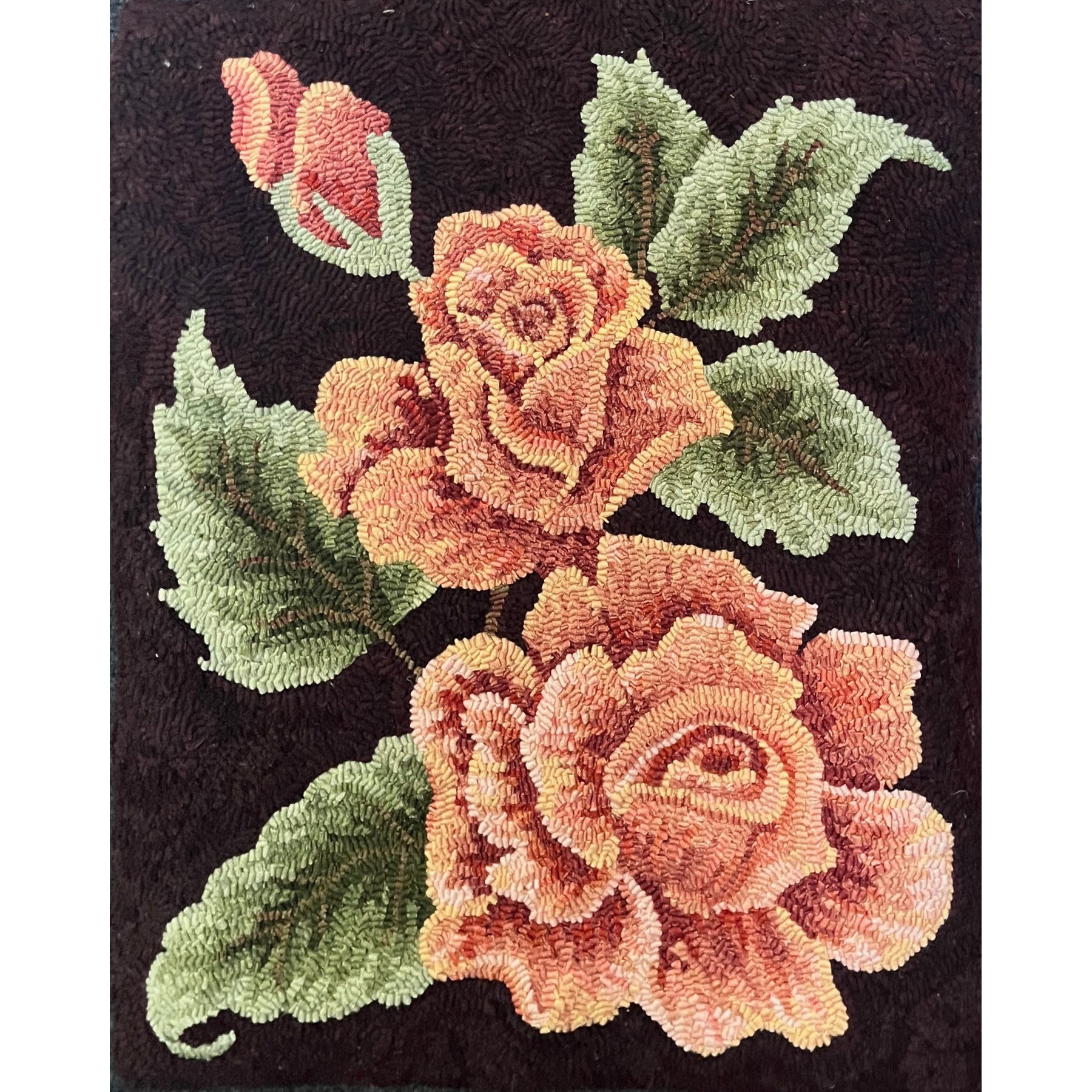 Rose, rug hooked by Beverly Mulcahy