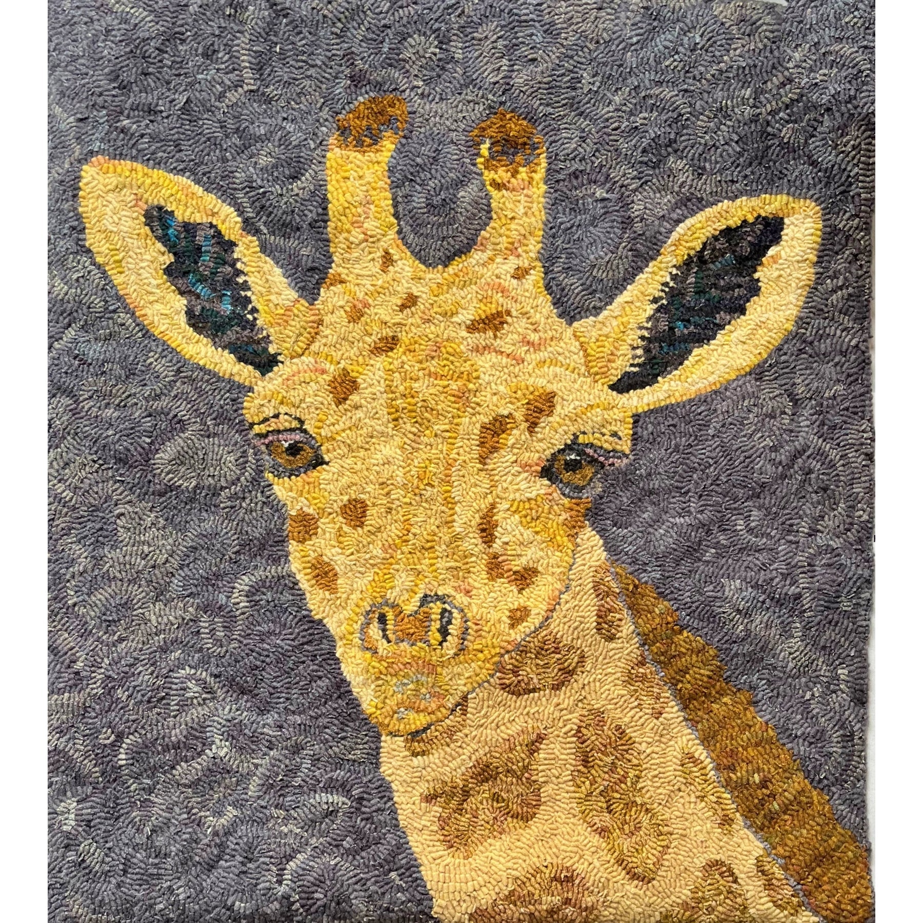 Giraffe, rug hooked by Dawn Hebert