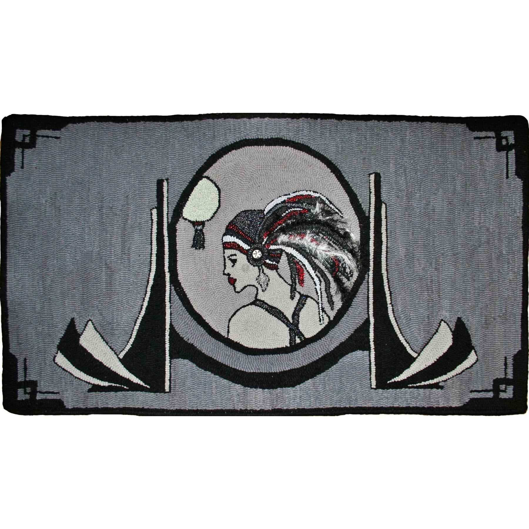 Deco Reflections, rug hooked by Jayne Nevins