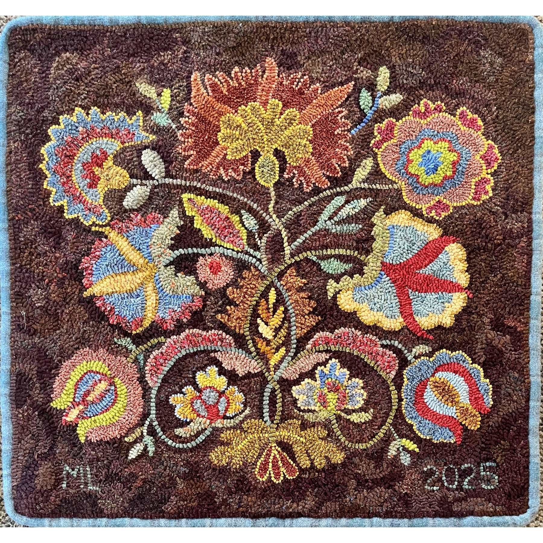 Bedrug Fantasy - Center, rug hooked by Martha Lowry