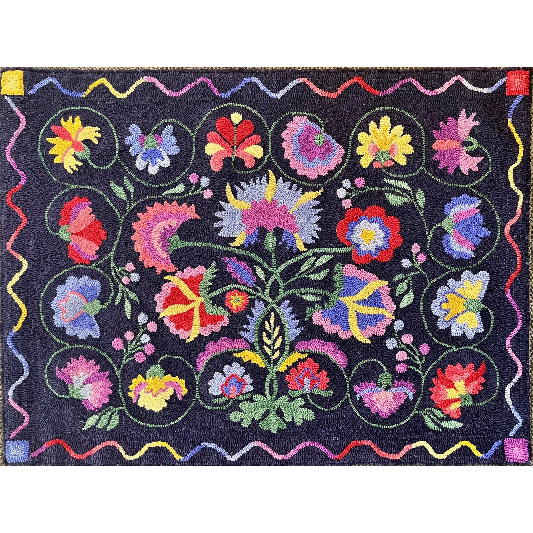 Bedrug Fantasy, rug hooked by Margaret Bedle