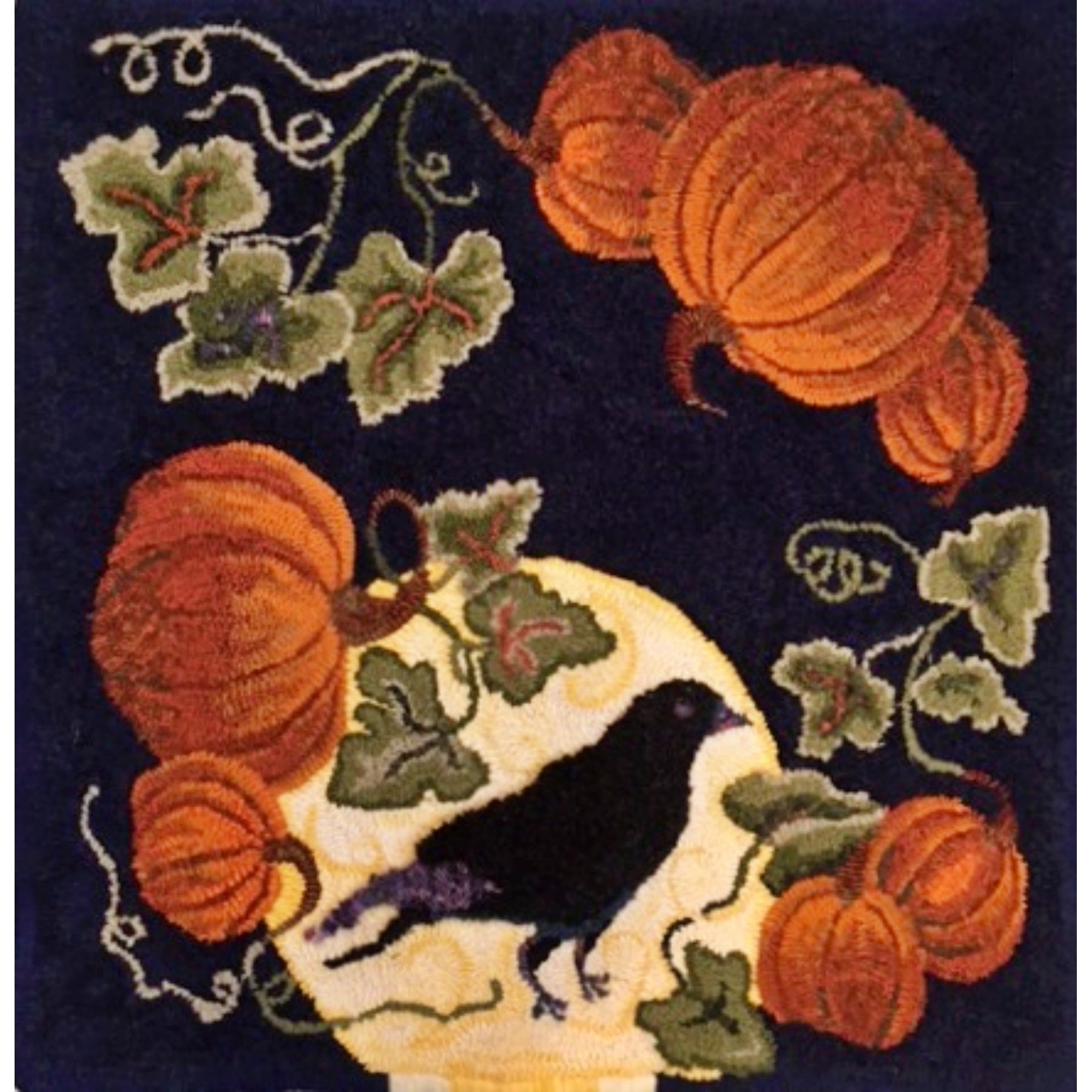 Pumpkin Harvest, rug hooked by Judy Shields