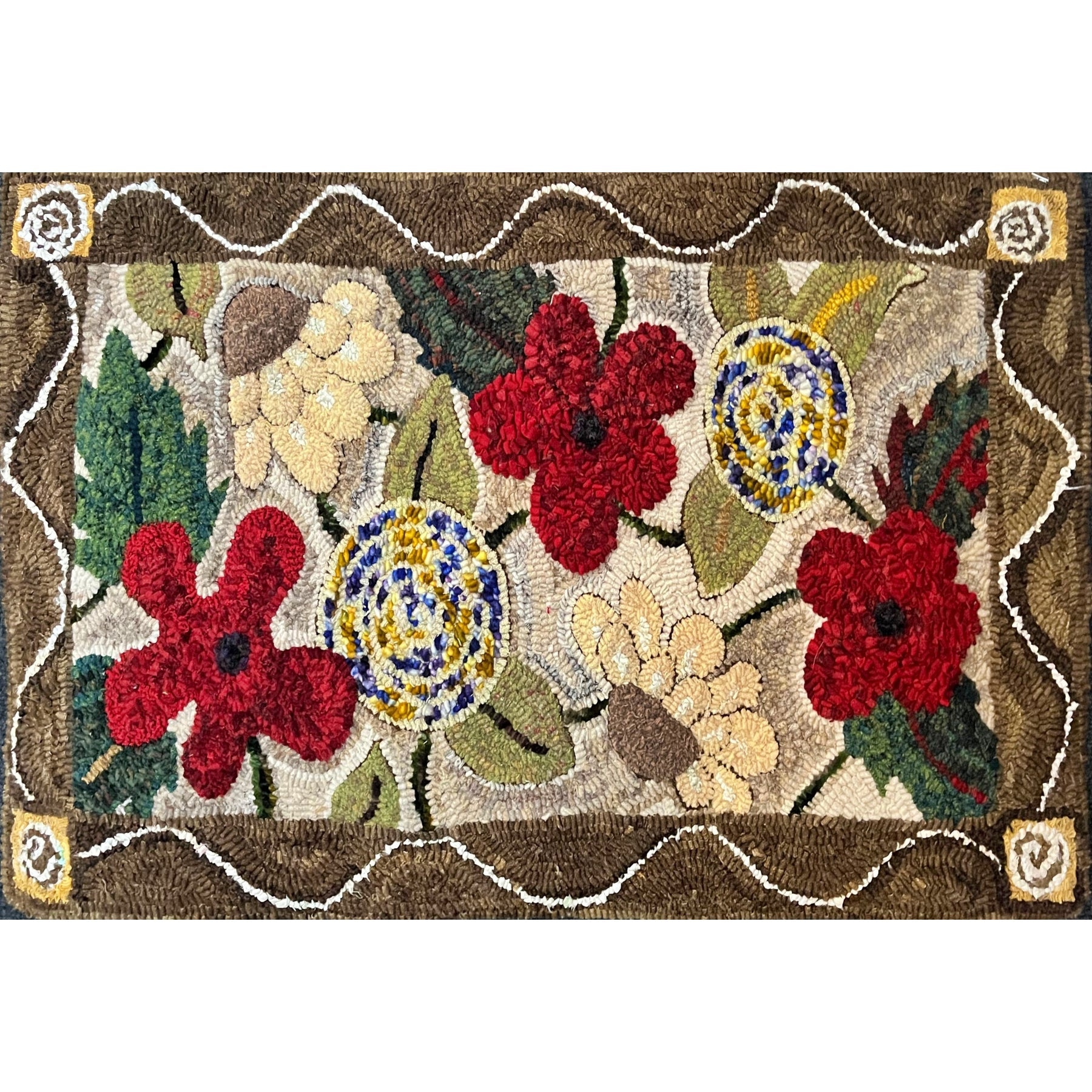 Stephanie's Garden, rug hooked by Magbis Vizcaino-Green