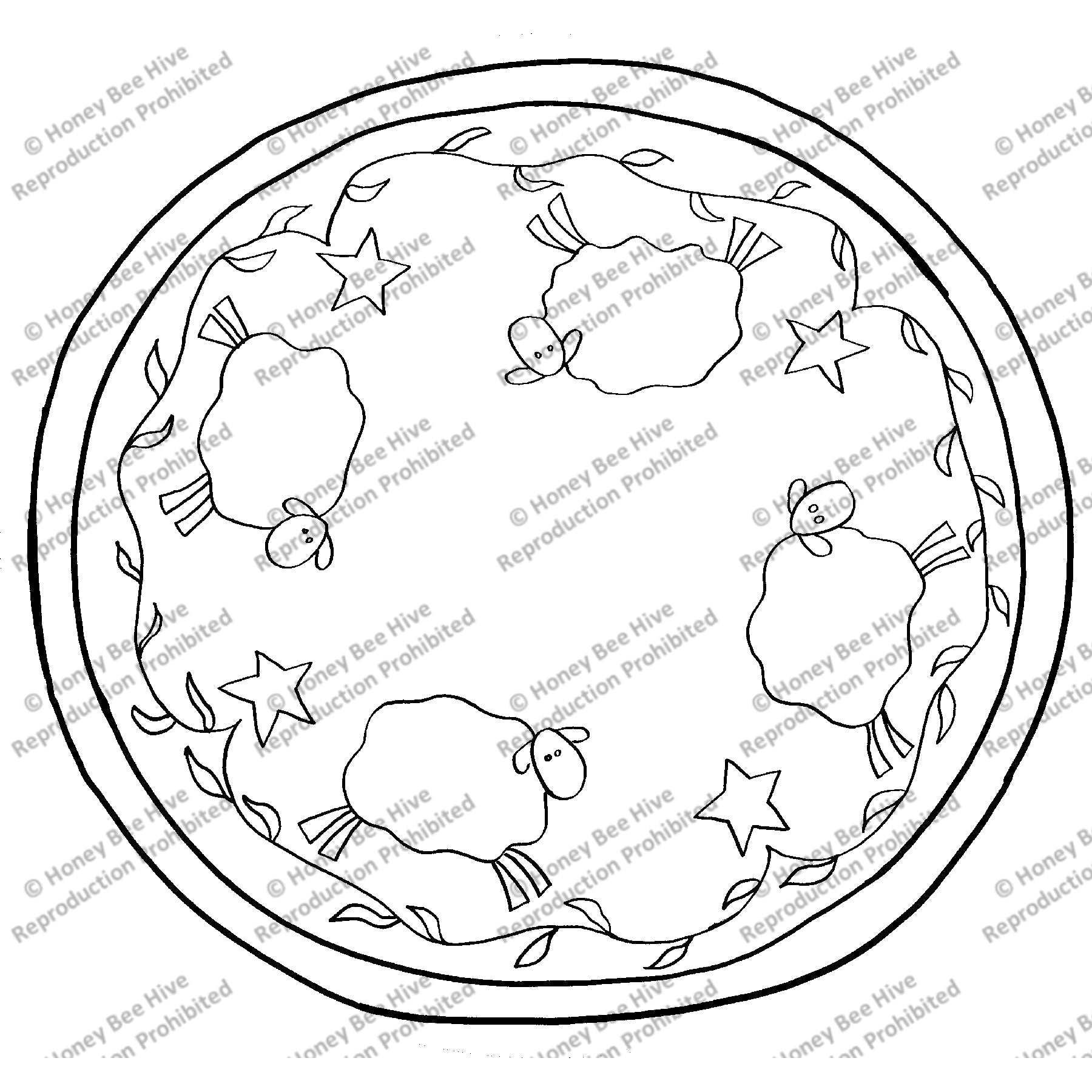 Counting Round Sheep, rug hooking pattern