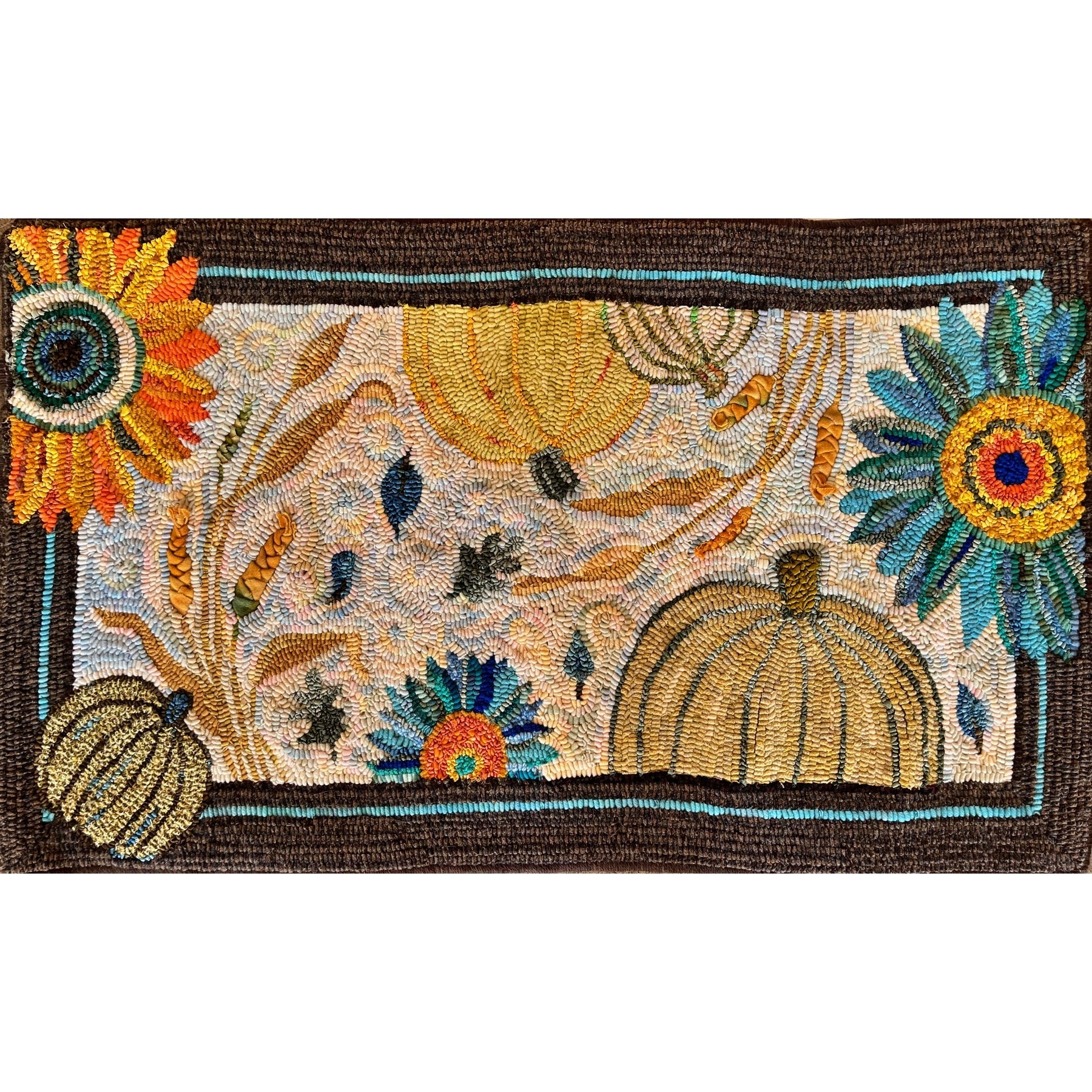 Thanksgiving, rug hooked by Lynne Powell
