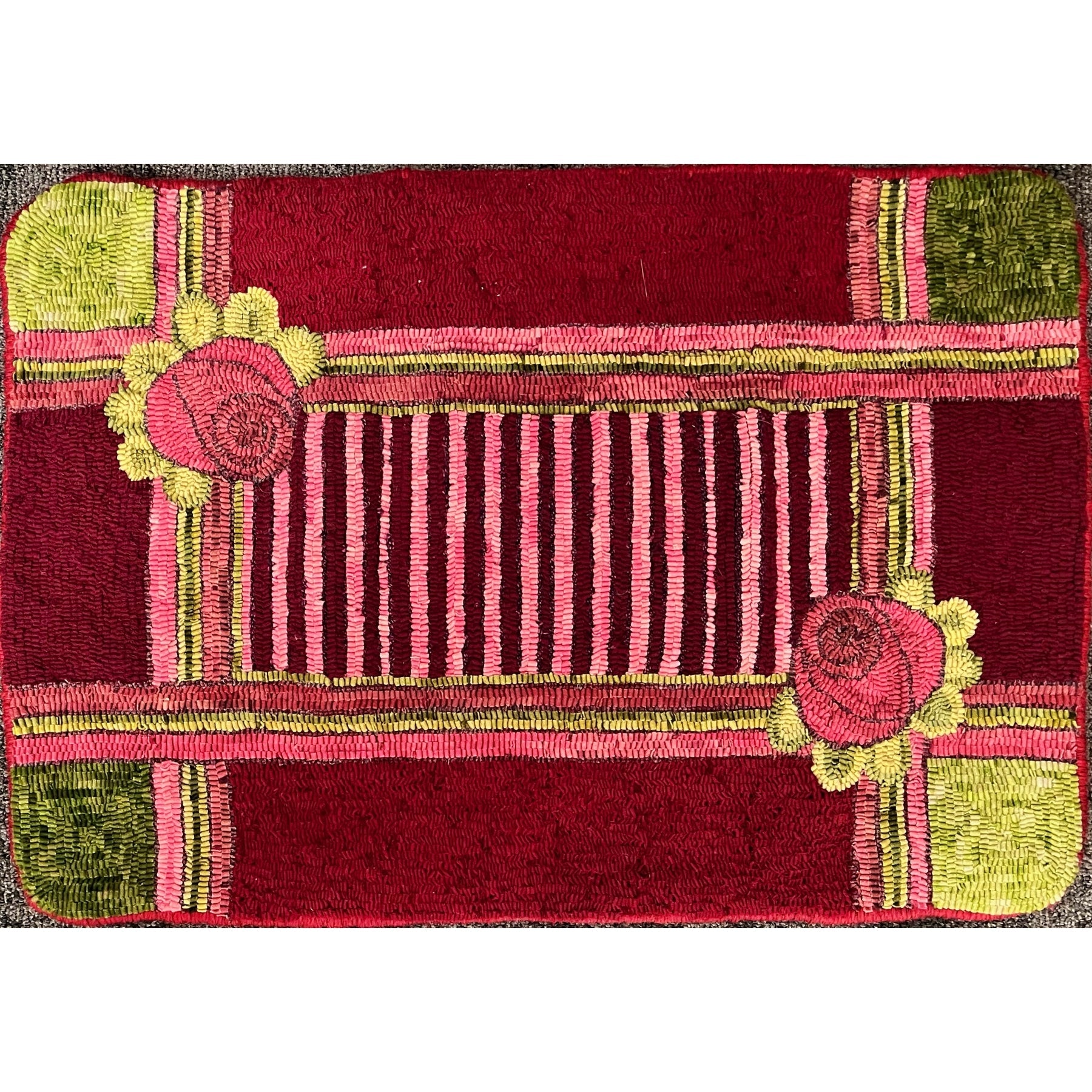 Paschal Rose Antique - Small, rug hooked by Donna Null