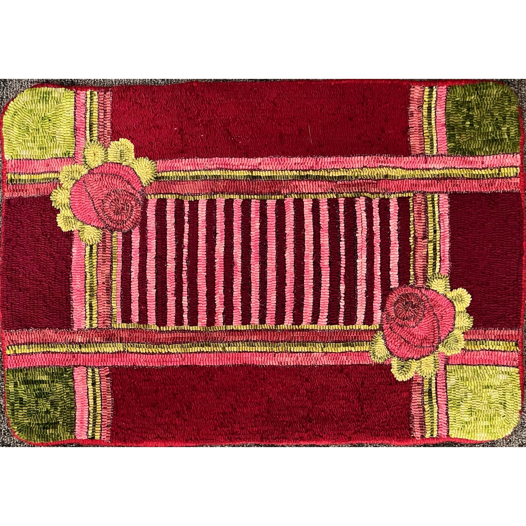 Paschal Rose Antique - Small, rug hooked by Donna Null