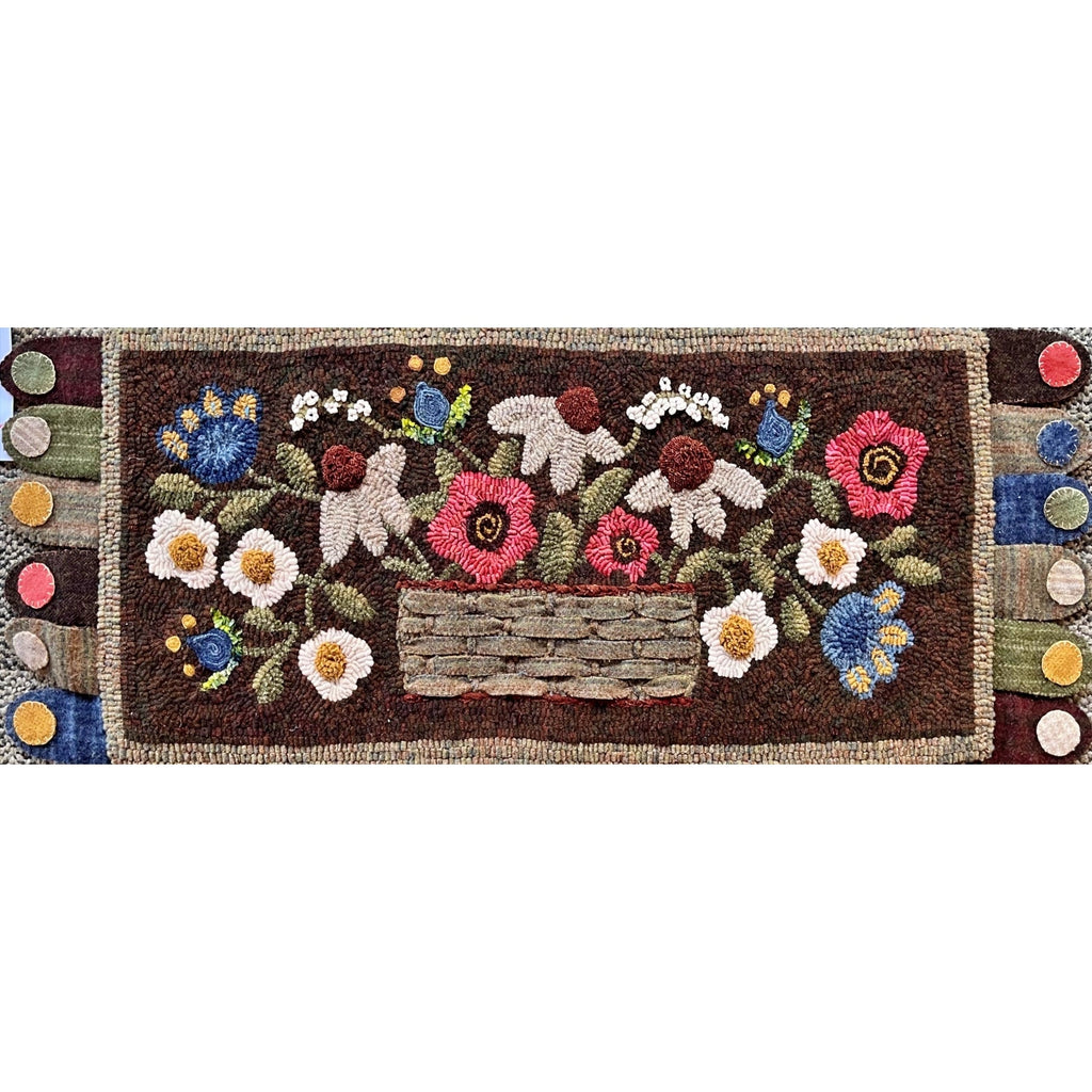 Spring Hooked Rugs Rug Hooking Pattern: Spring Basket (PR1572) | Honey Bee Hive Rug ...