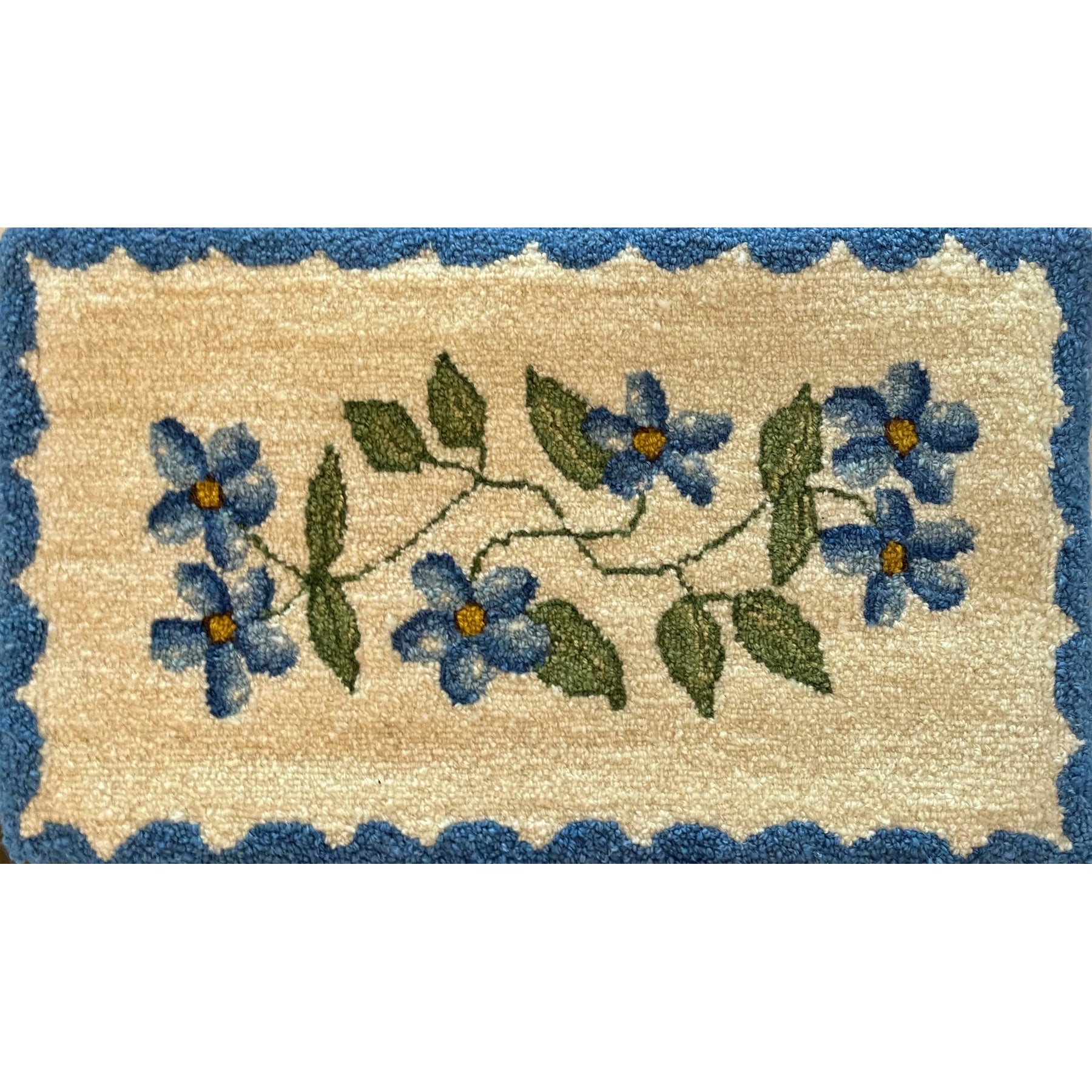 Primitive Floral Rug Runner - Center, rug hooked by Benita Raliegh