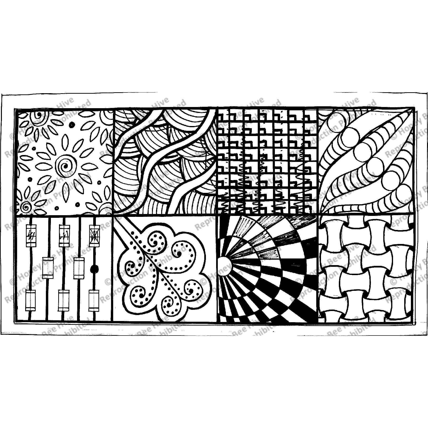 Zentangle Quilt, rug hooking pattern