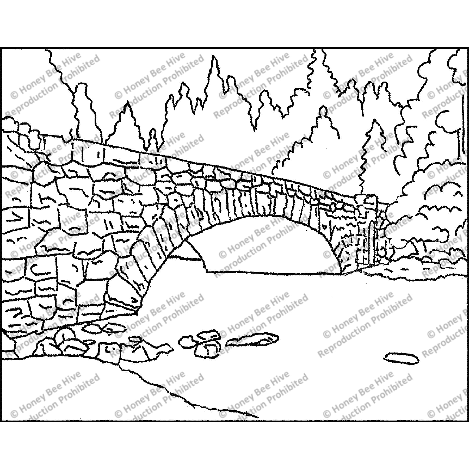 Arched Bridge Yosemite, rug hooking pattern