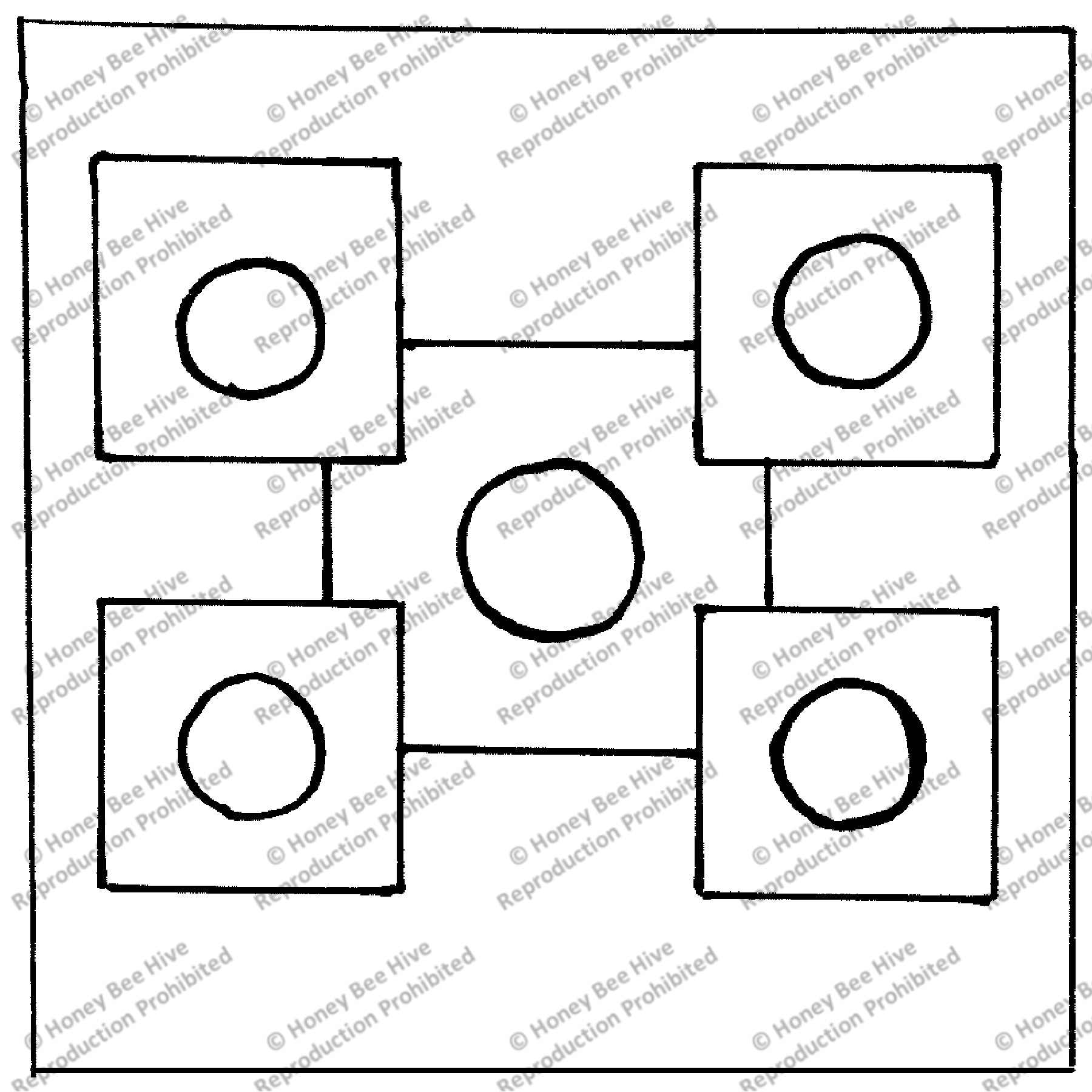 Circles and Squares – Small Square, rug hooking pattern