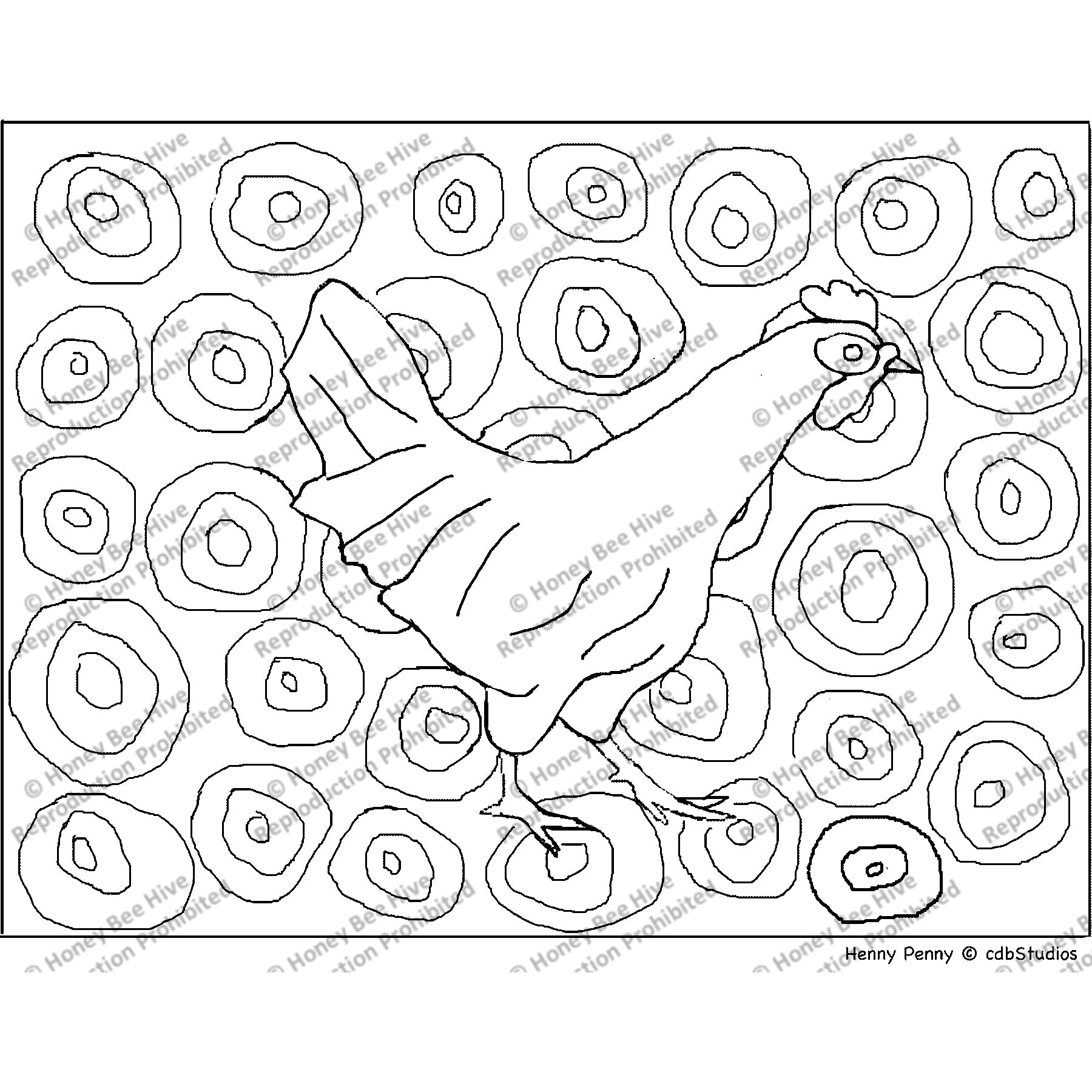 Henny Penny, rug hooking pattern