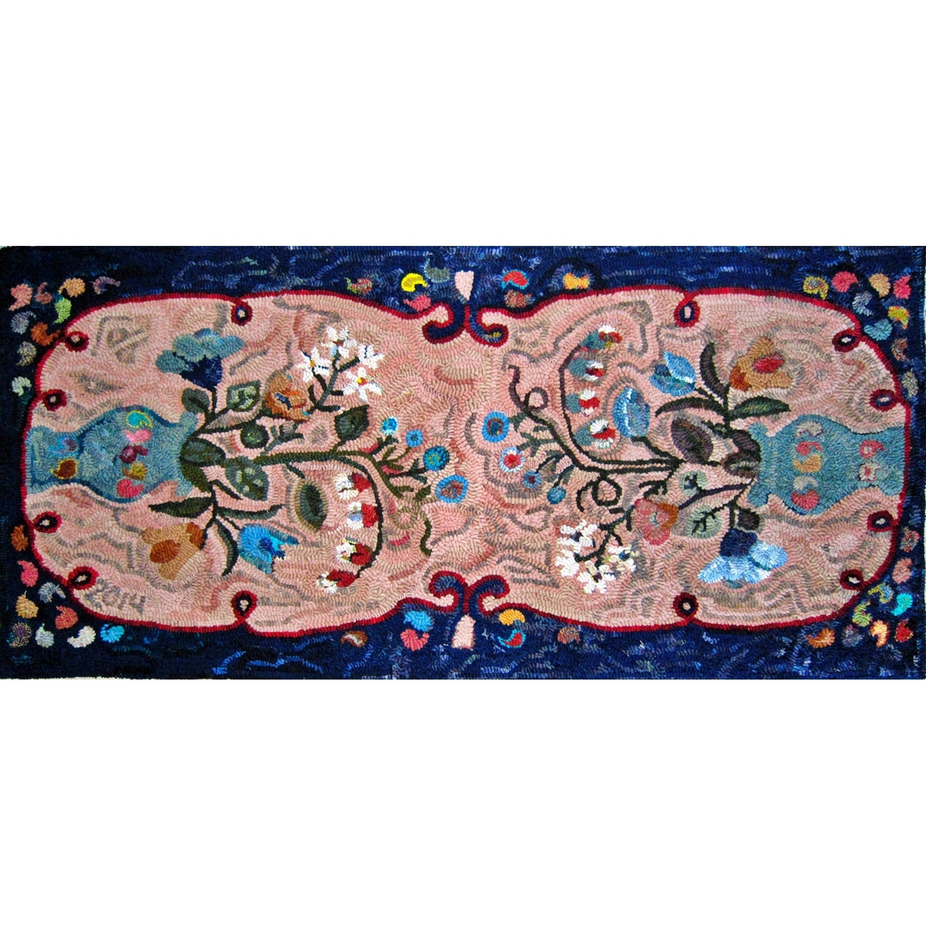 Paisley Vase, rug hooked by Cheryl Bollenbach