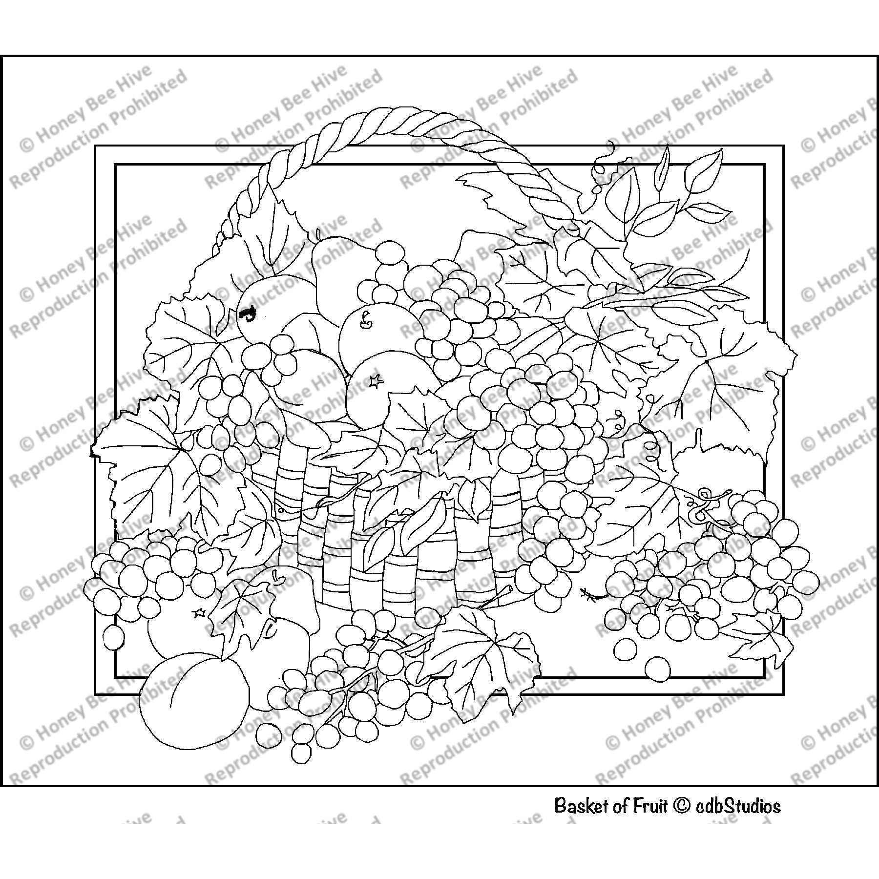 Basket of Fruit, rug hooking pattern