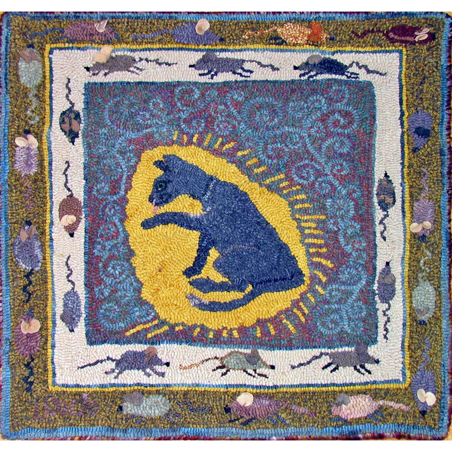 Dali Cat, rug hooked by Cheryl Bollenbach