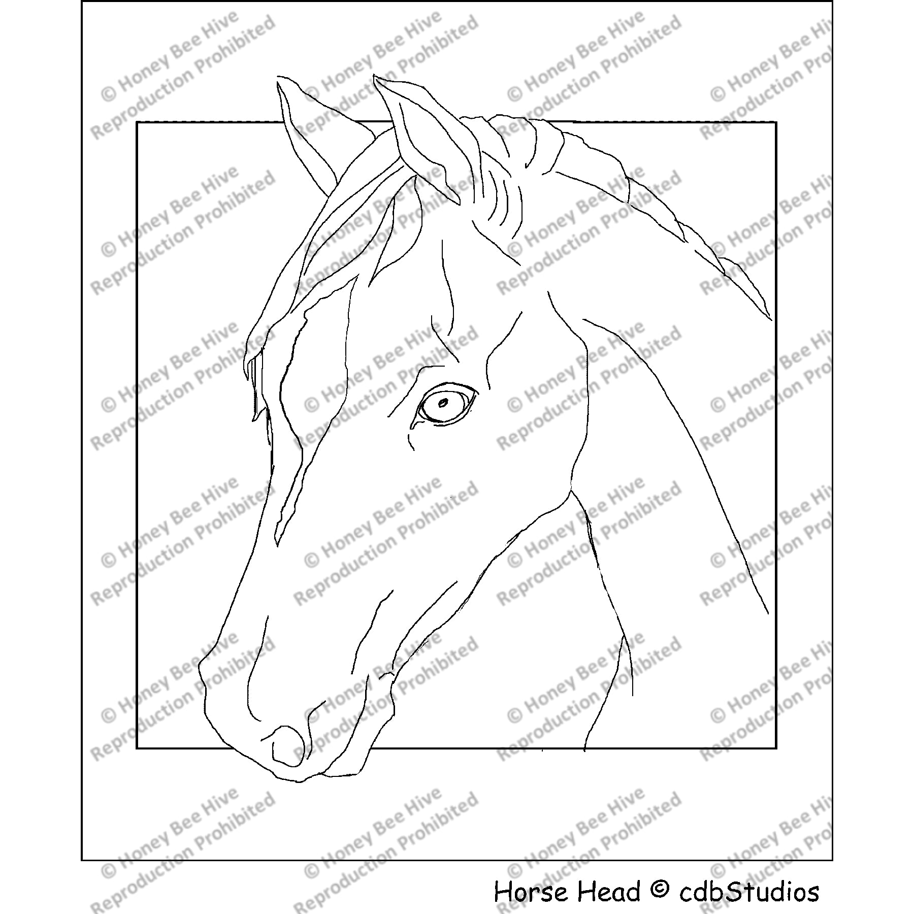 Horse Head, rug hooking pattern