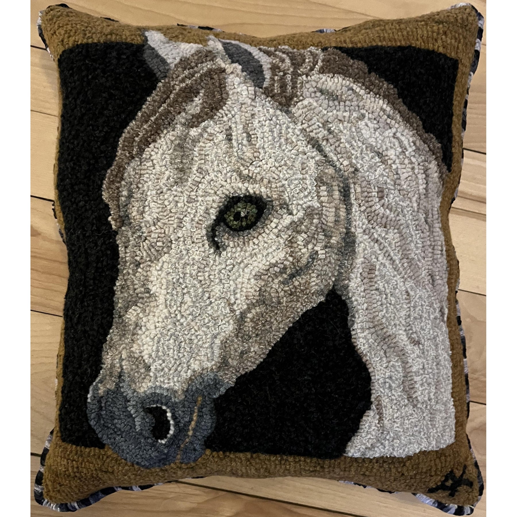 Horse Head, rug hooked by AJ Kemon