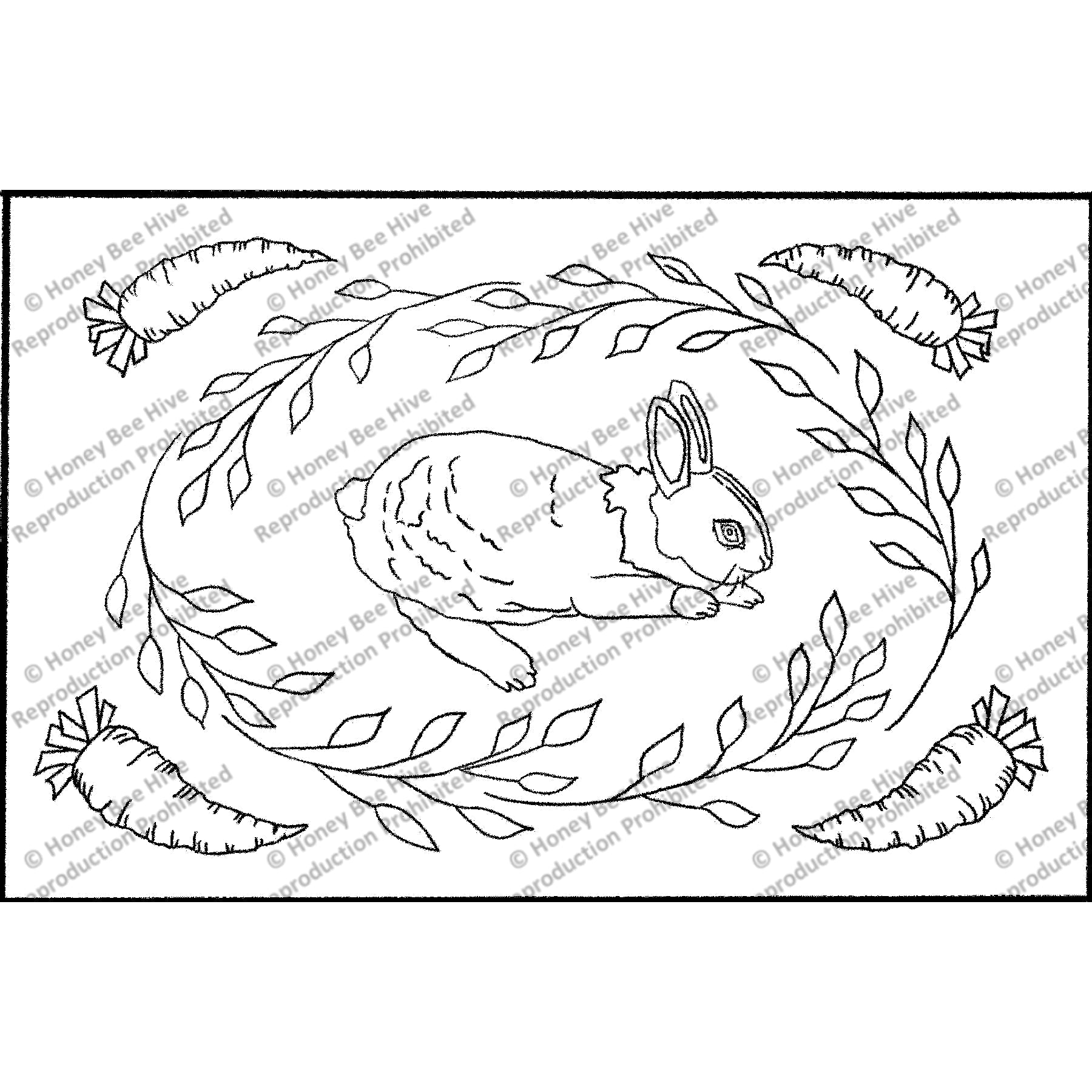 Rabbit, rug hooking pattern