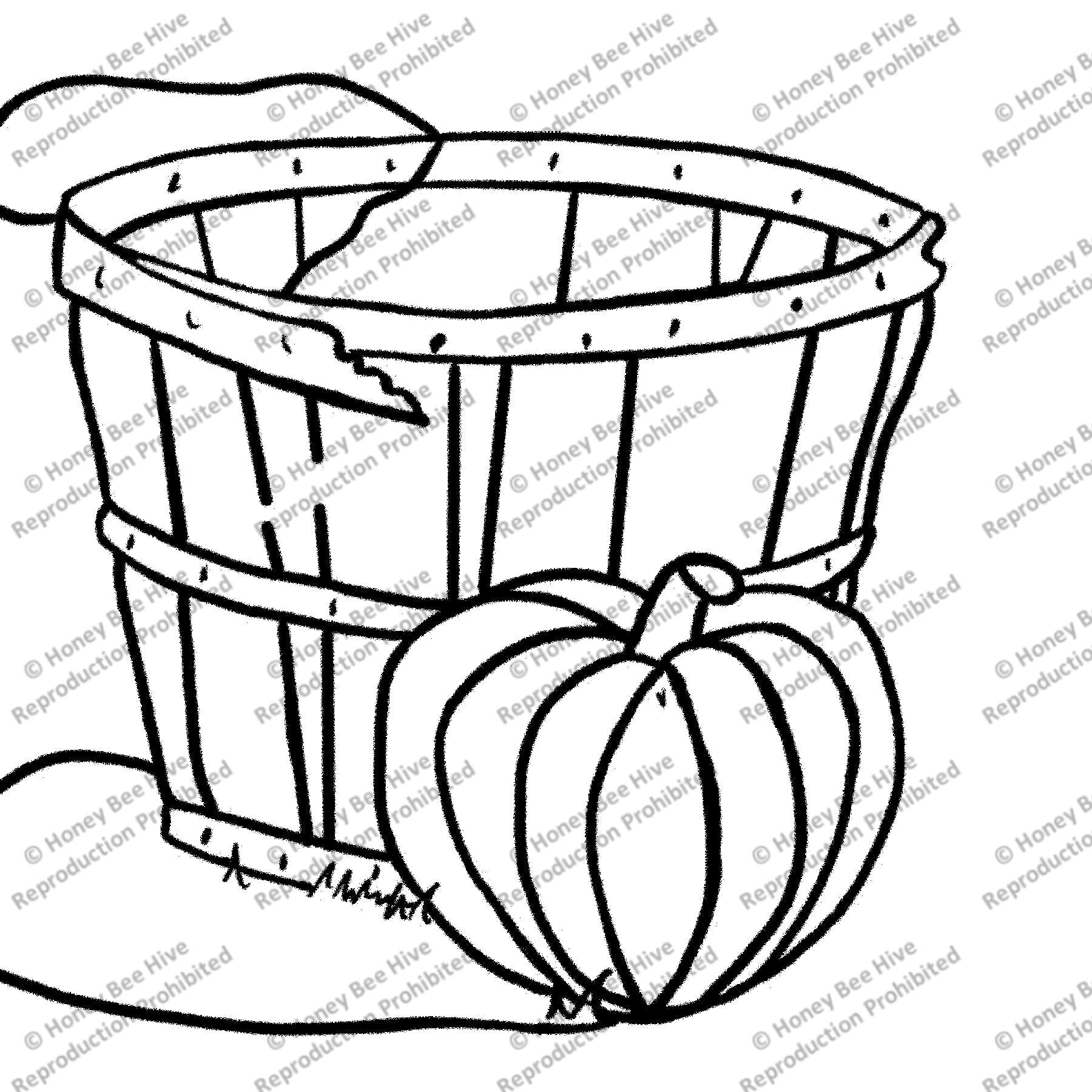 Basket and Pumpkin, rug hooking pattern