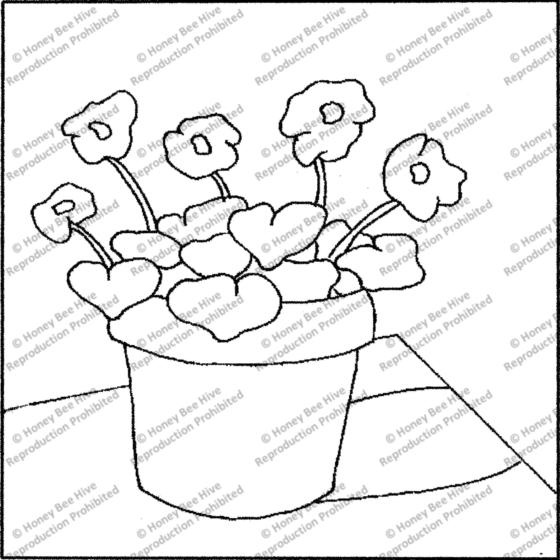 Flower Pot, rug hooking pattern