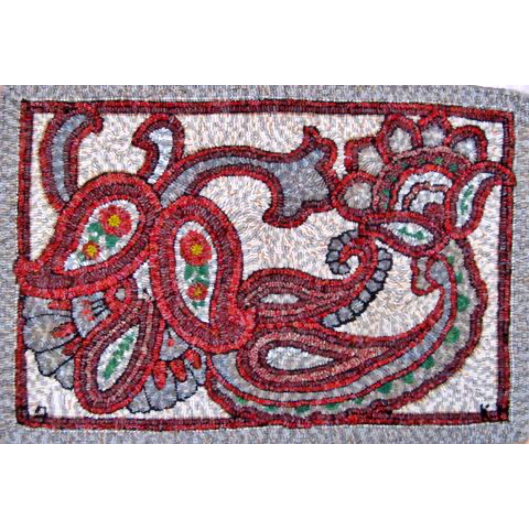 Paisley Print, rug hooked by Karen Maddox