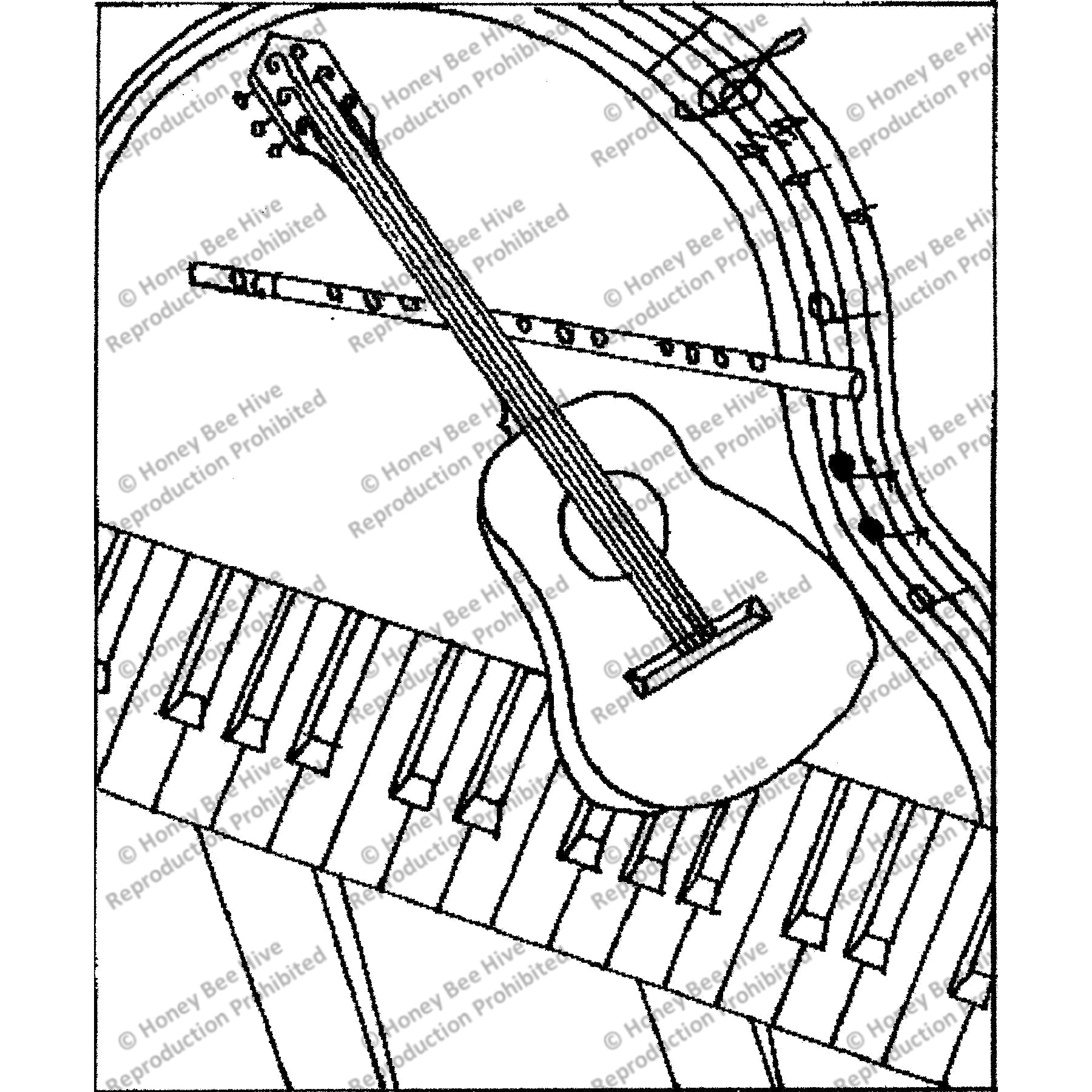 Music, rug hooking pattern