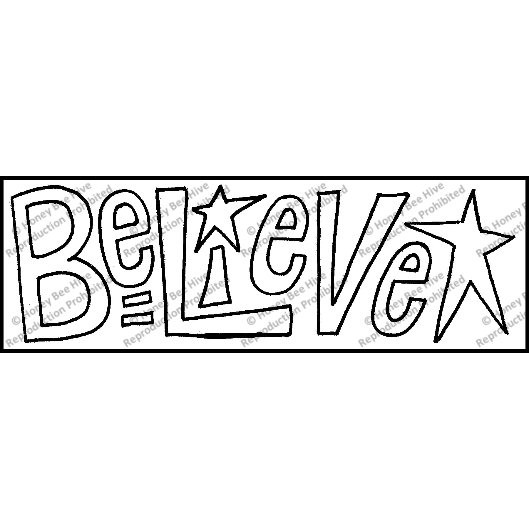 Believe Sign, rug hooking pattern