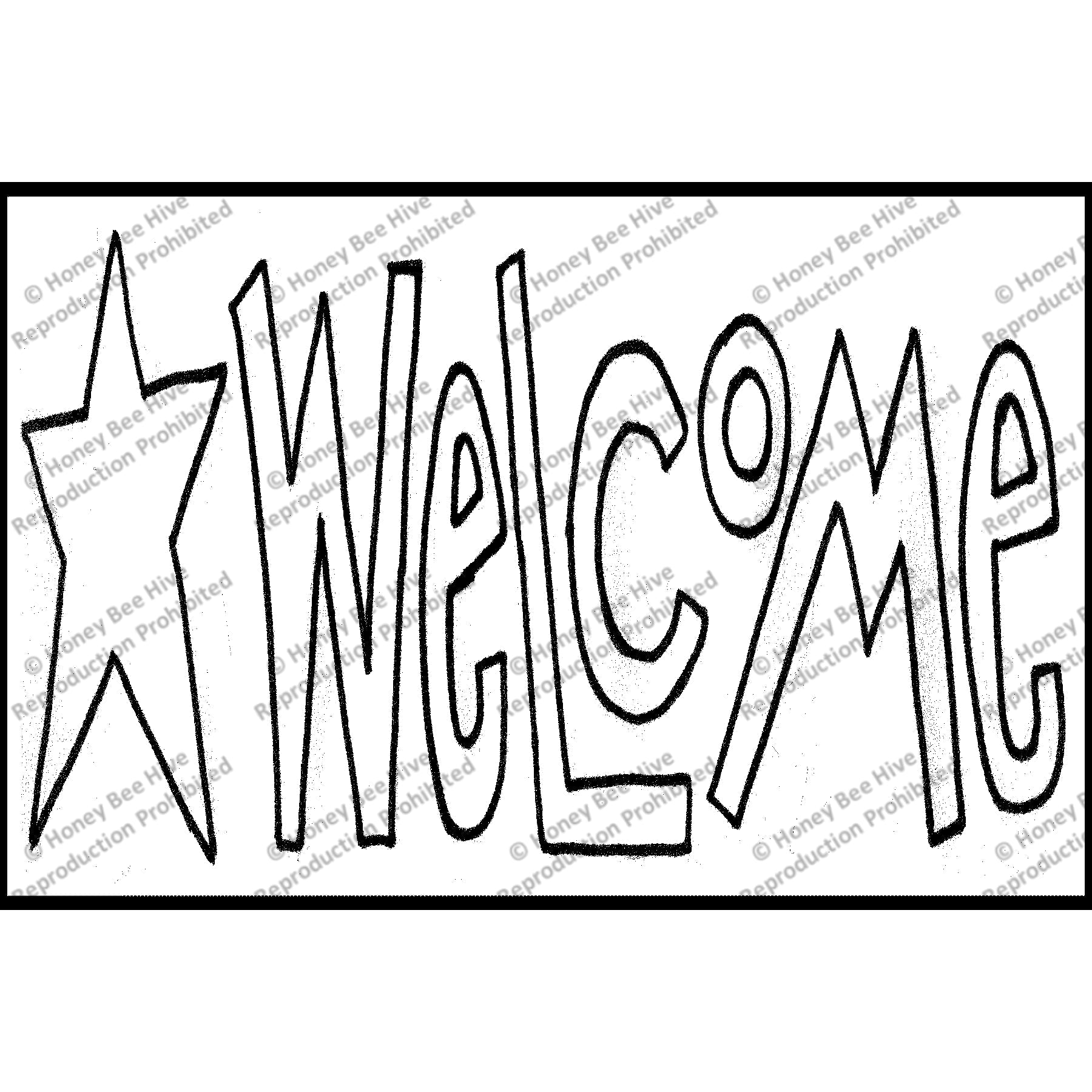 Welcome Sign, rug hooking pattern