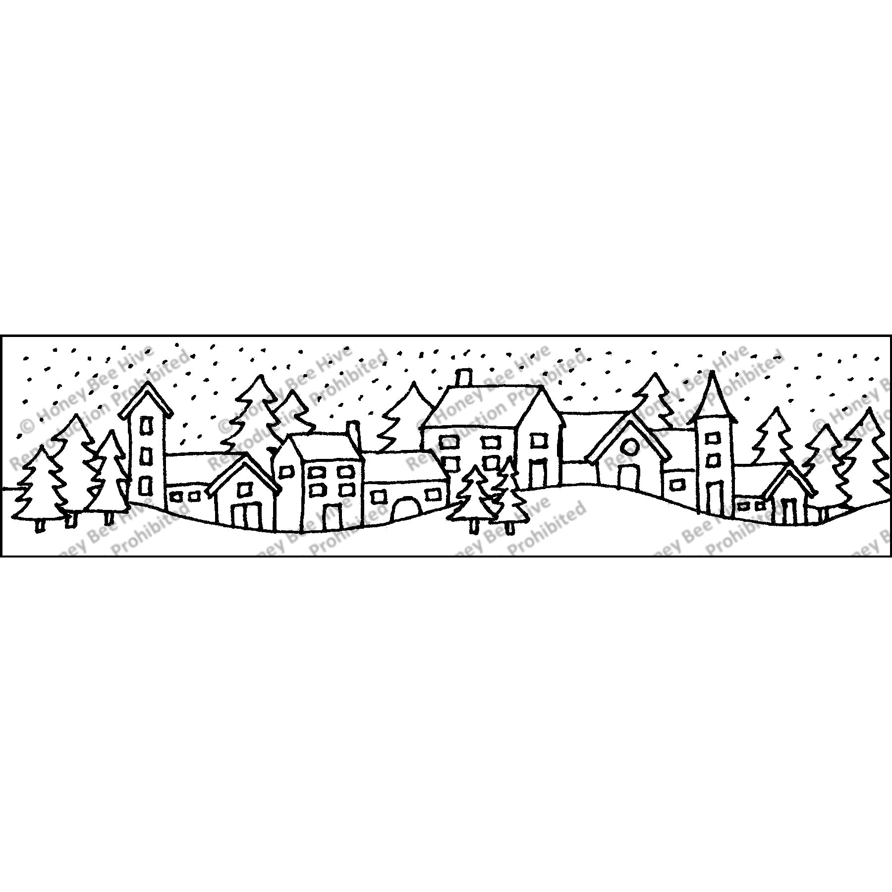 Snowy Village, rug hooking pattern