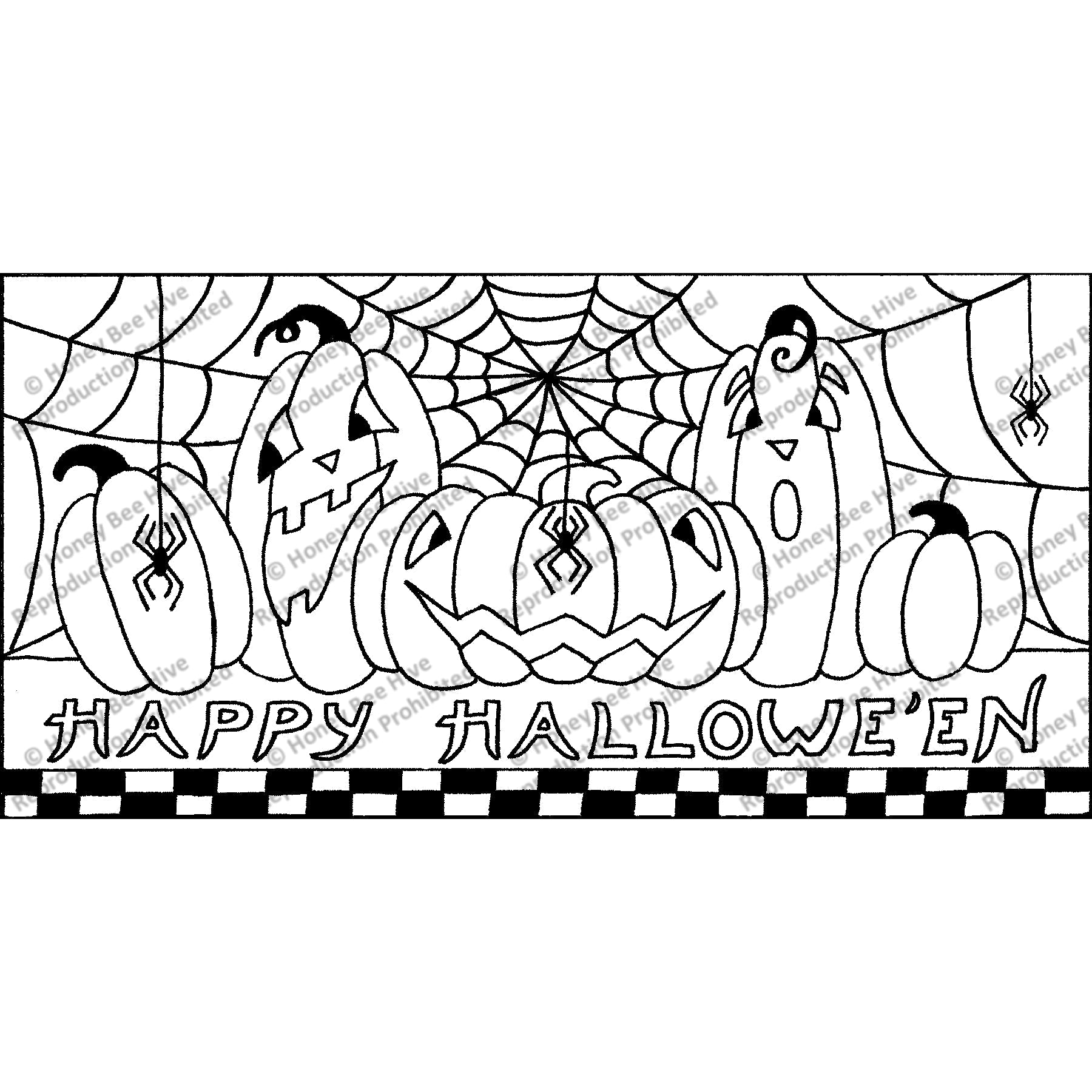 Rug Hooking Pattern: Happy Halloween (PR1836) | Honey Bee Hive Rug ...
