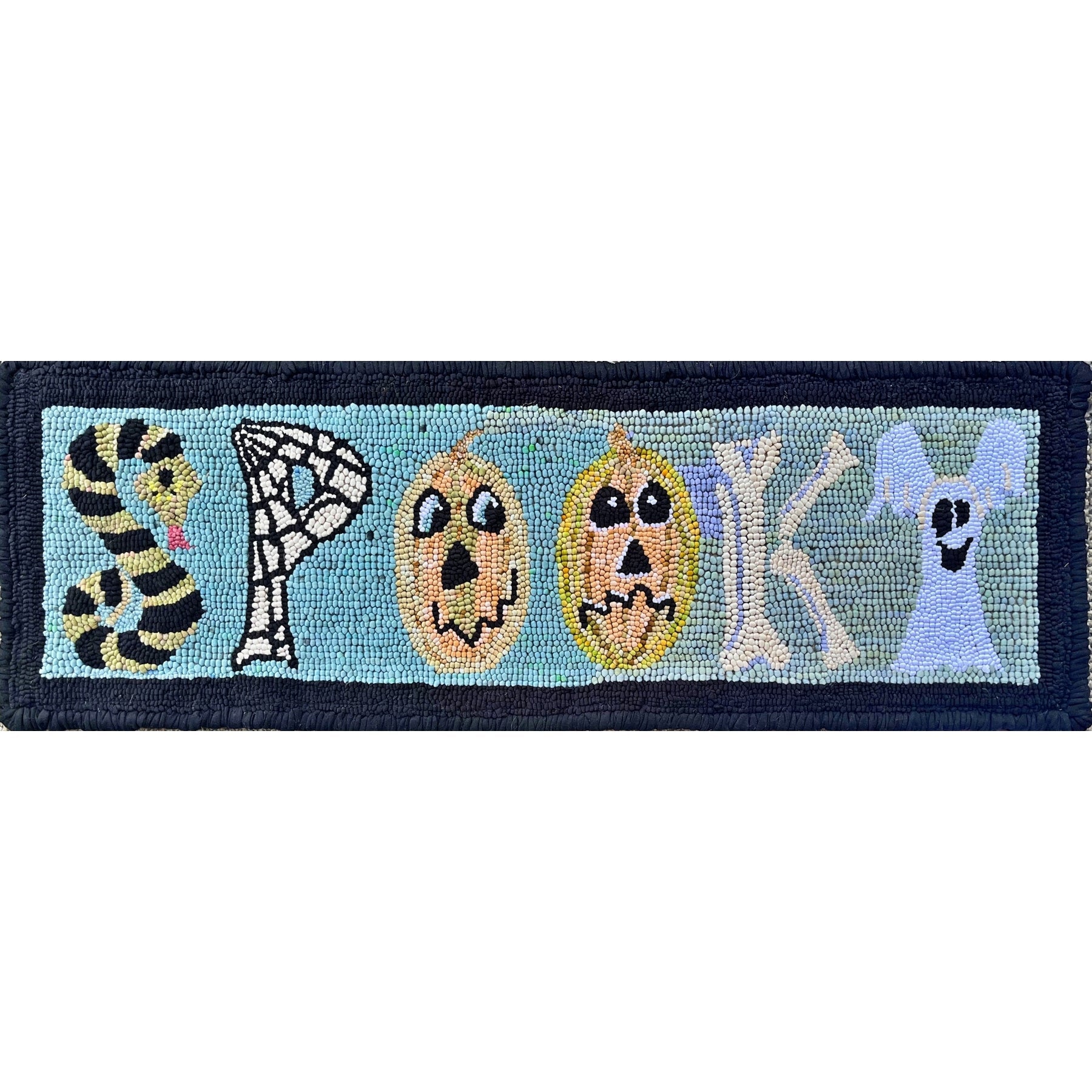 Spooky, rug hooked by Silvia Burk
