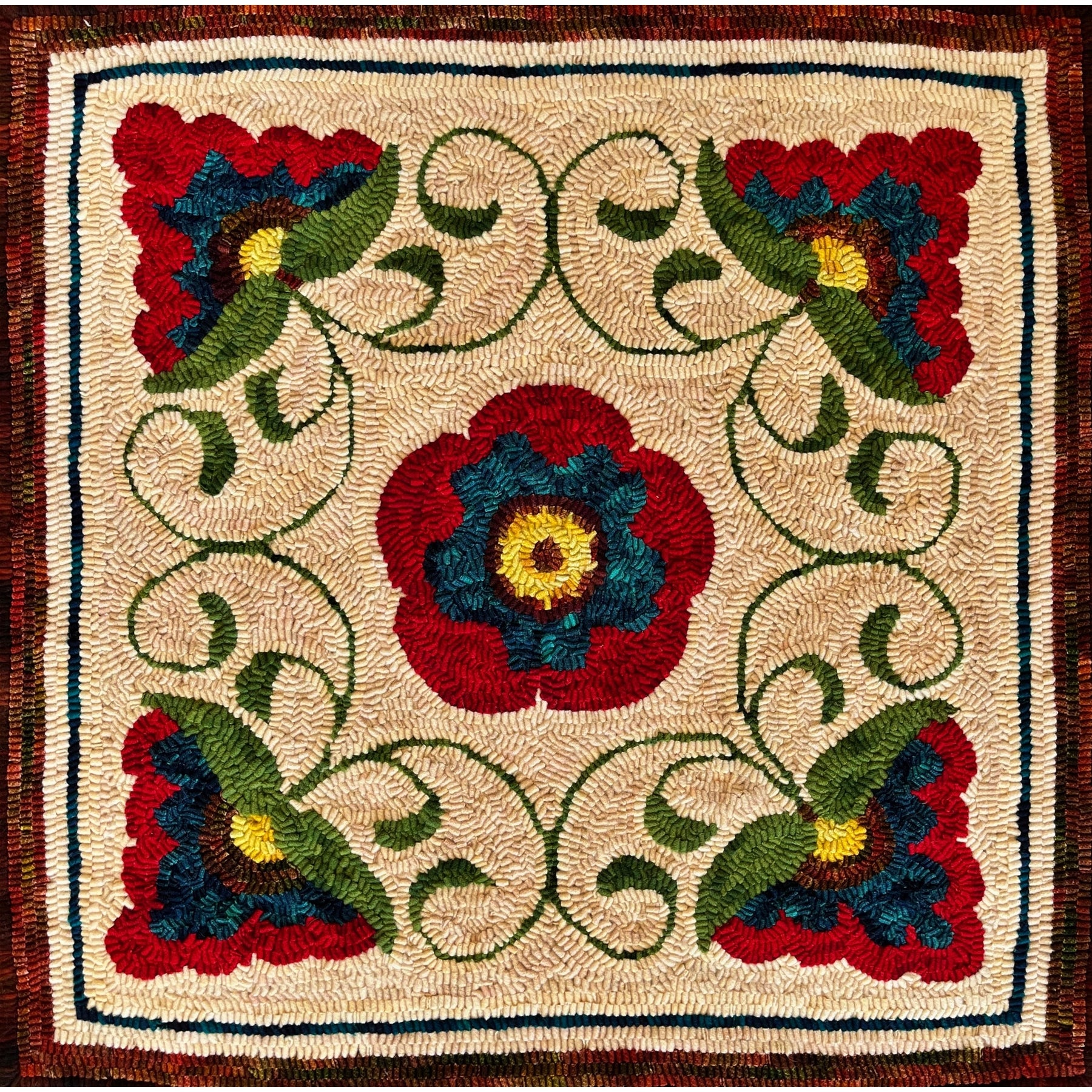 Fireplace, rug hooked by Candy Allen