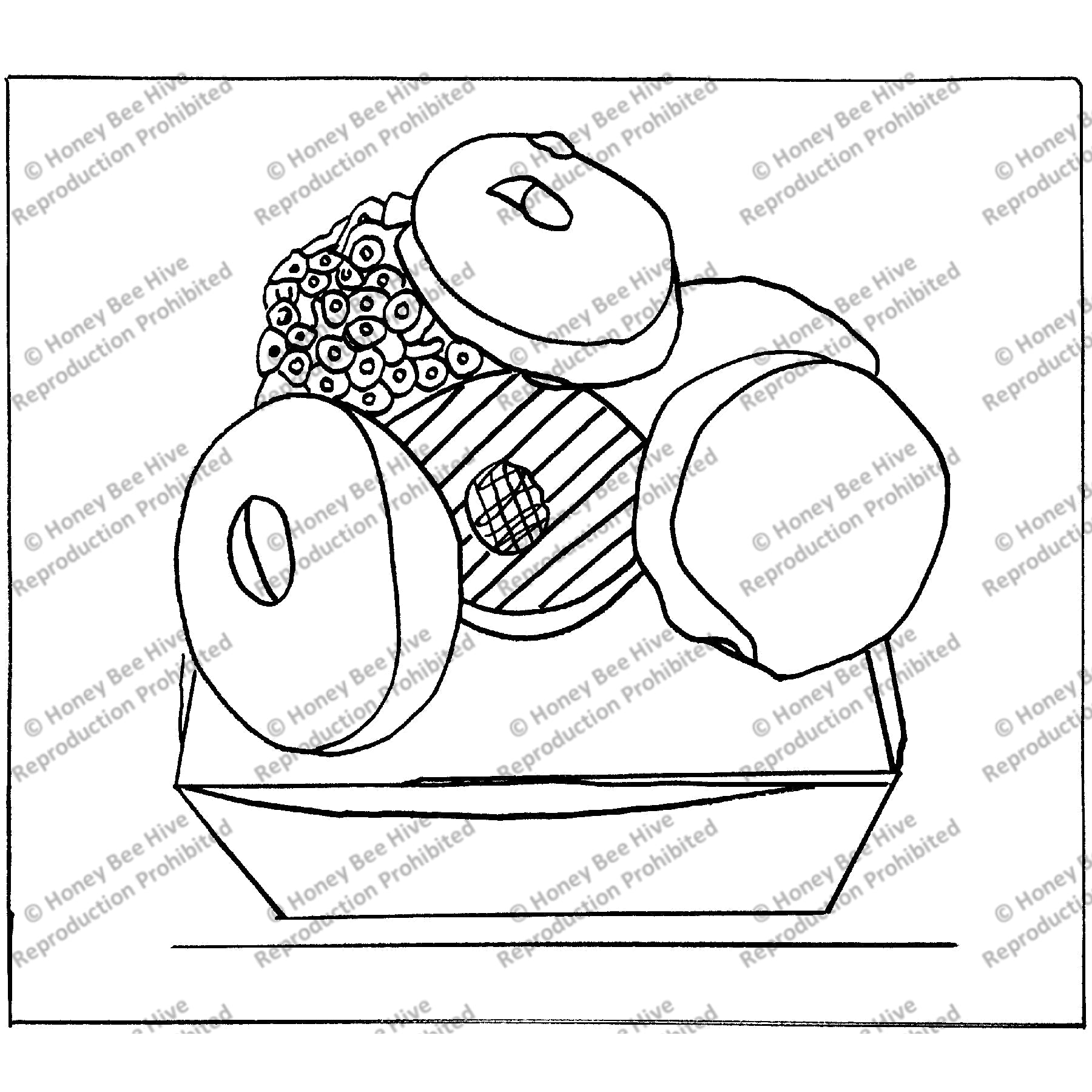 Donut on a Box, rug hooking pattern