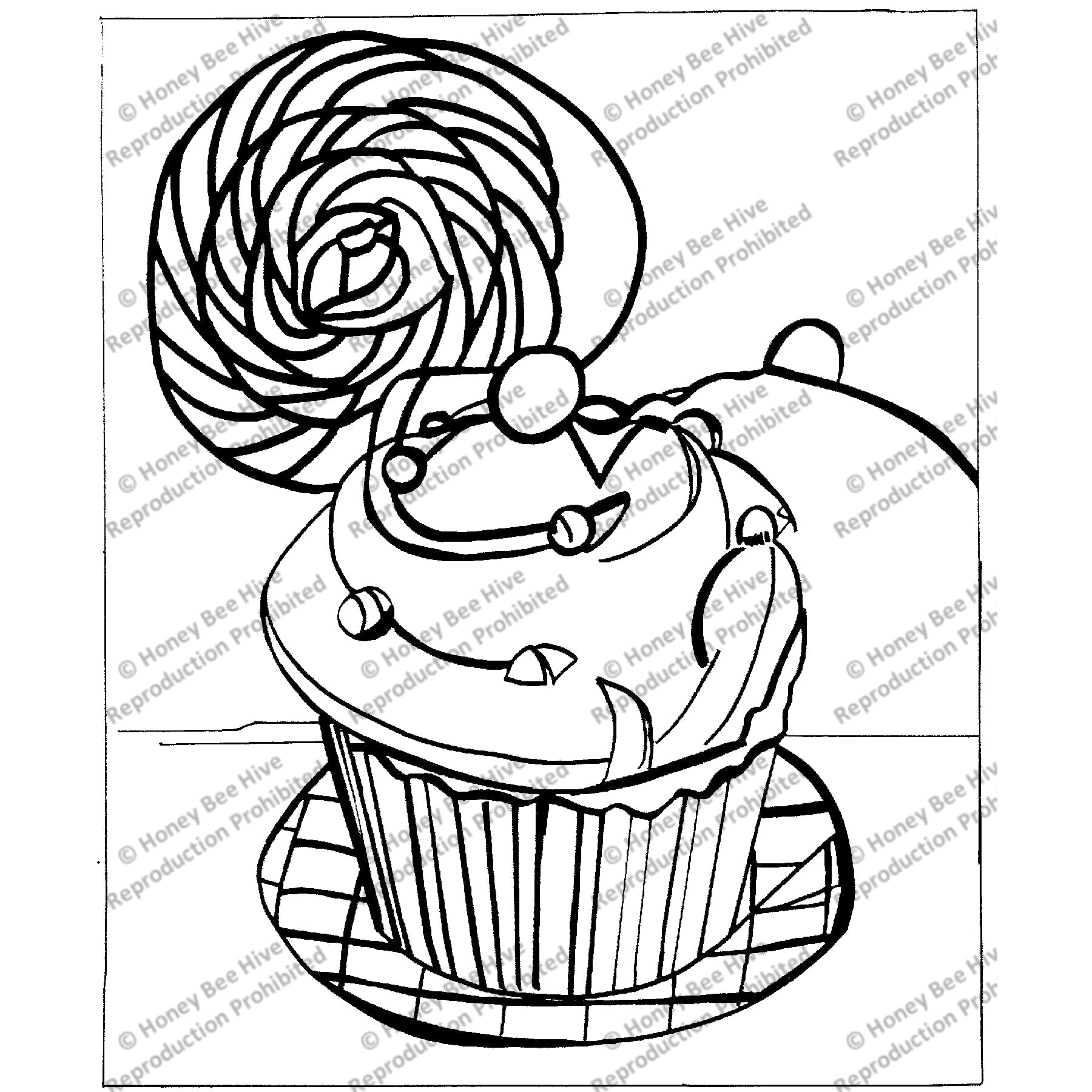 Lollipop & Cup Cake, rug hooking pattern